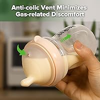 Vista 5 de haakaa Gen.3 - Biberón de vidrio natural con cuello ancho y anticólicos de flujo variable, fácil de limpiar y con pestillo para bebés de 6 meses