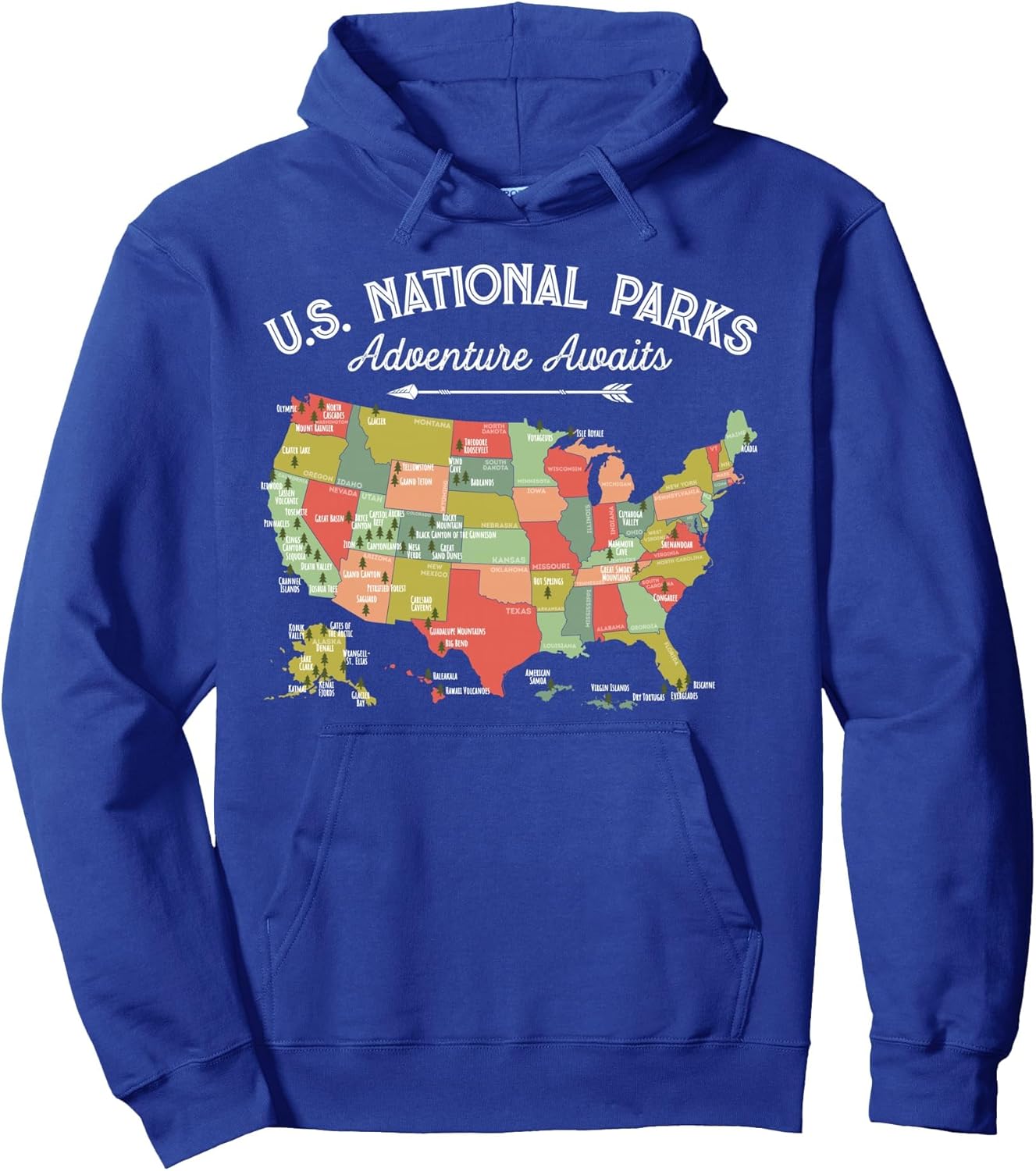 National Parks Hoodie Map Camping Tshirt Women Men Hiking Pullover Hoodie
