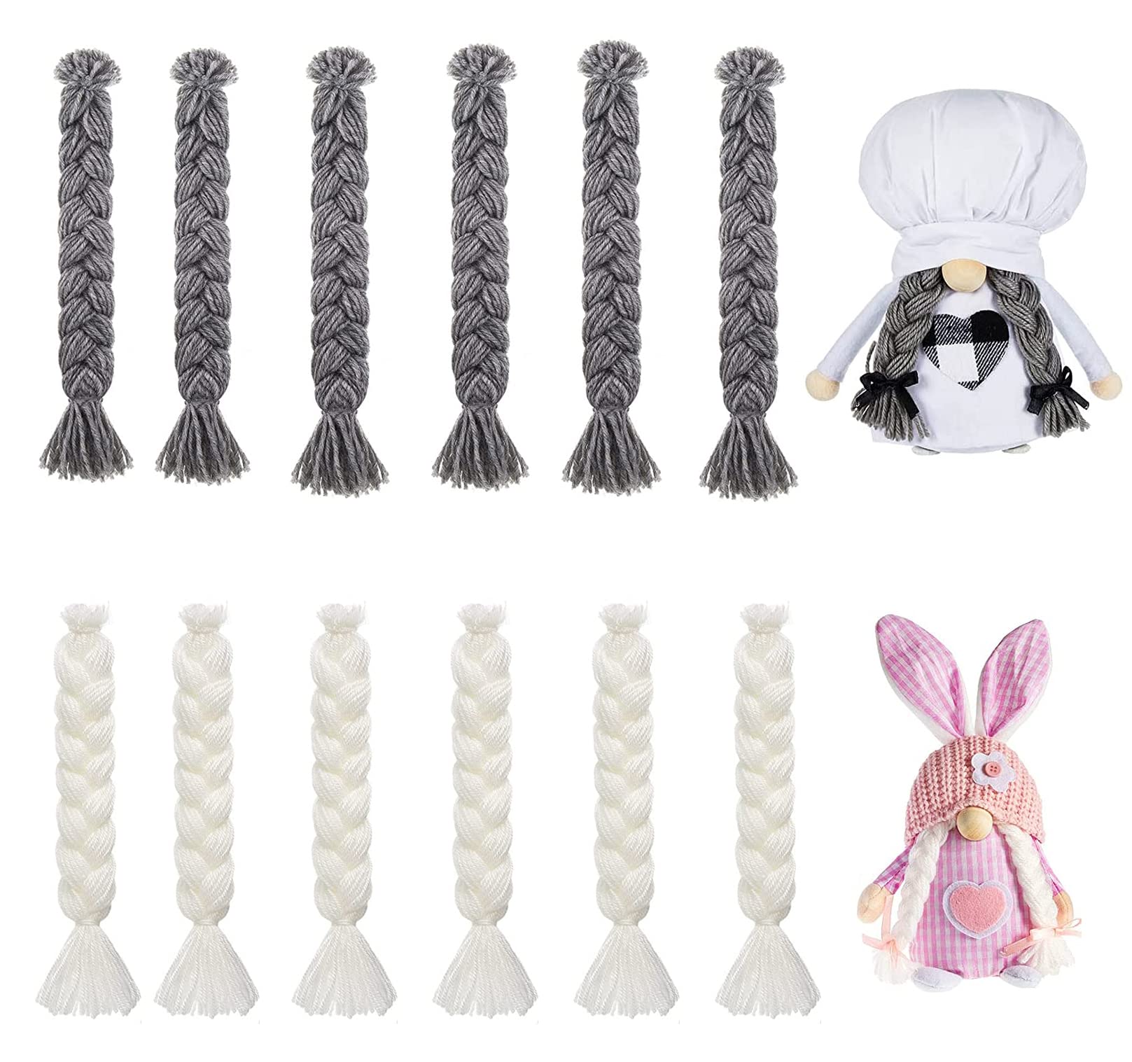 Buy TMIGOO 12 Pieces Gnome Hair for Crafting Gnome Braids for Crafting