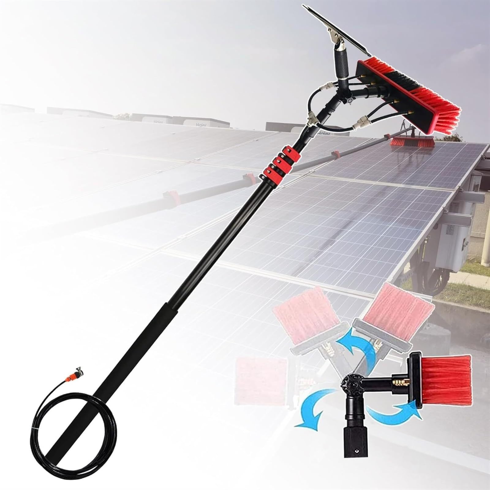 GHFXSCV Telescopic Window Cleaner Kit 3.6-11M - Extendable Water Fed Brush Squeegee & Soap Dispenser for Effortless Streak-Free Window Cleaning & High Reach Shine