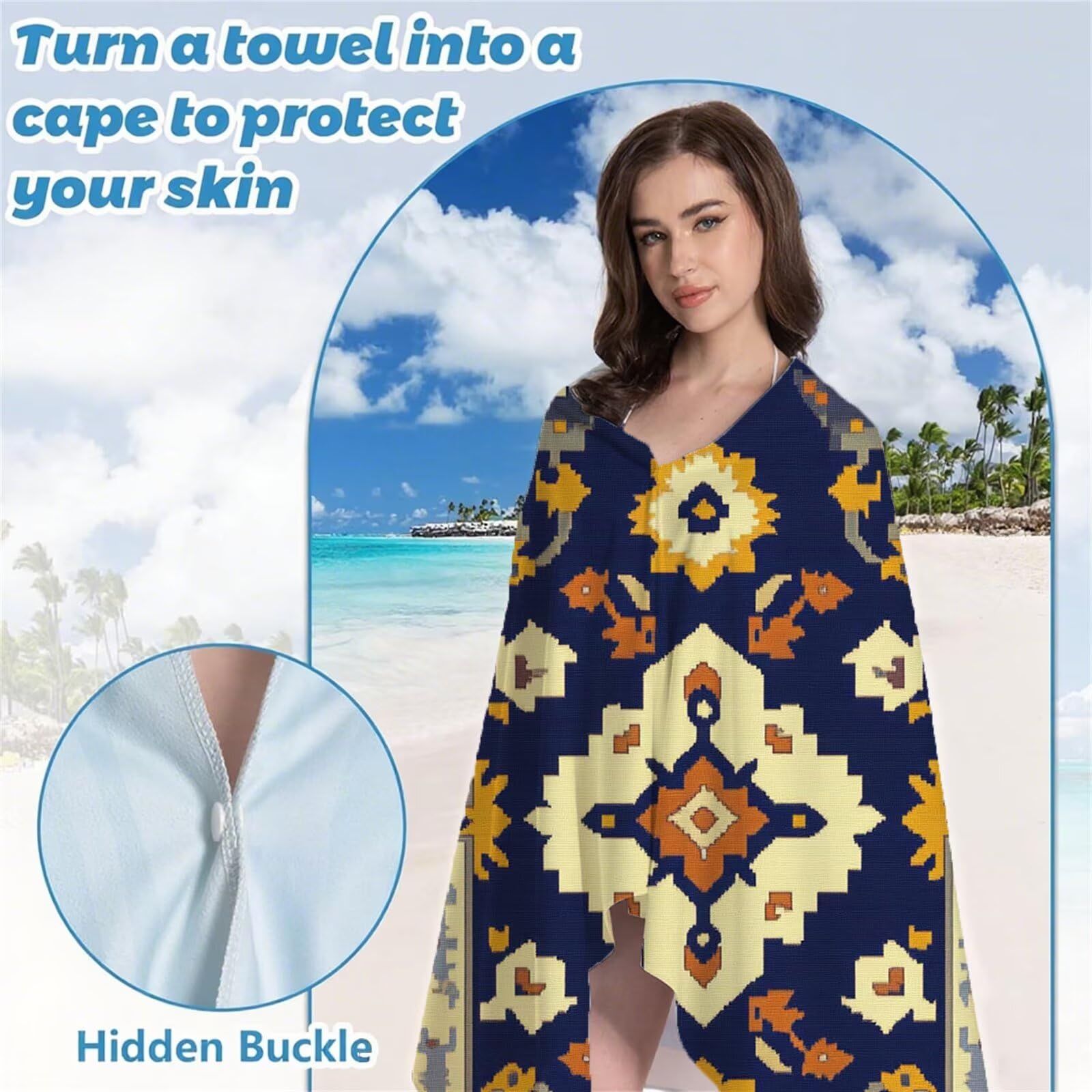 Serviette de Plage XXL 220x100 cm Anti Sable et Séchage Rapide Microfibre Drap de Plage Serviette de Bain Grande Taille Drap de Bain pour Homme Femme Voyages Natation Camping Pique Nique Rétro S-556