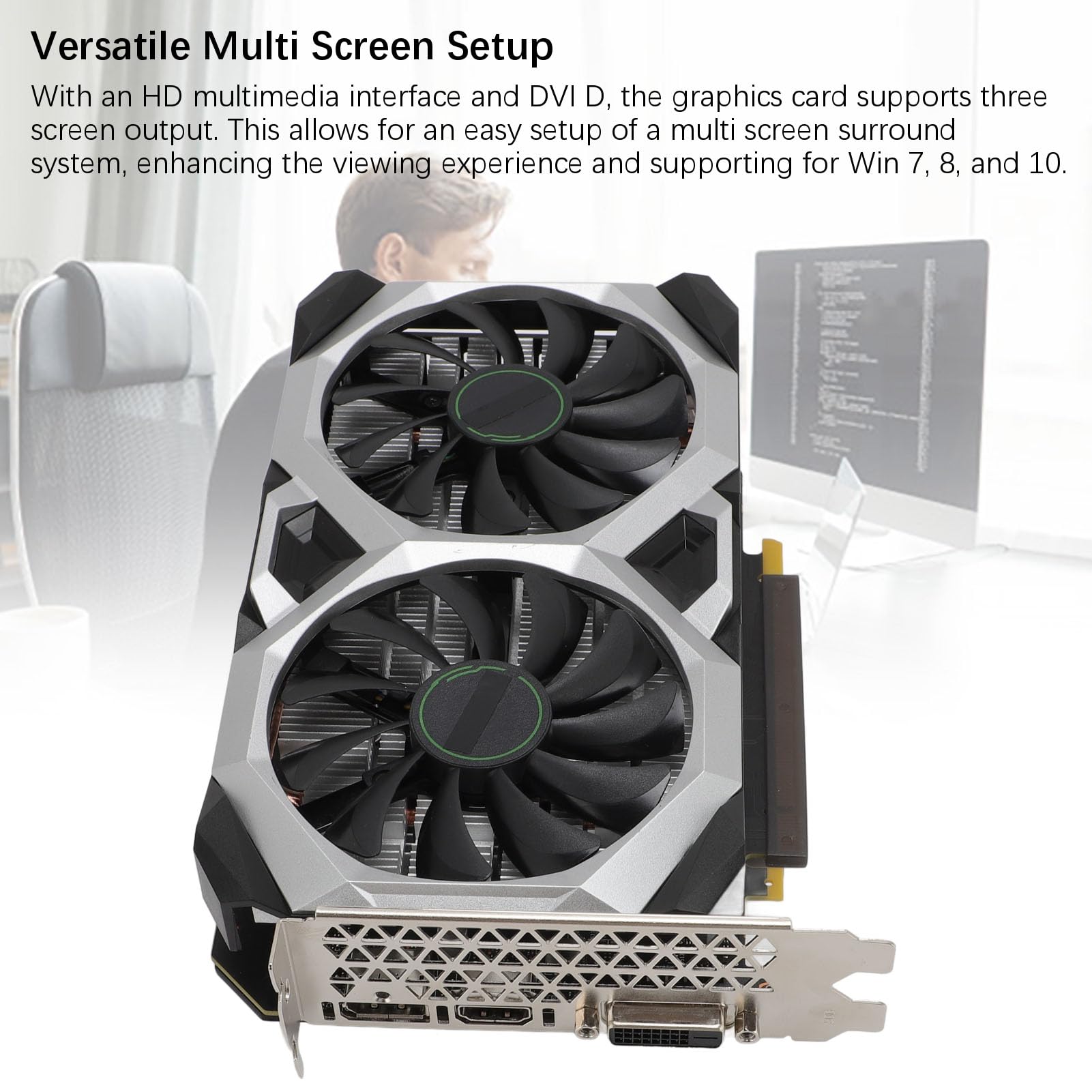 Karta Graficzna do Gier 6 GB 192 Bity GDDR6, 1785/14000 MHz Karta Graficzna z Podwójnym Wentylatorem Chłodzącym, HDMI, Display Port, DVI D, PCI Express 3.0 16X