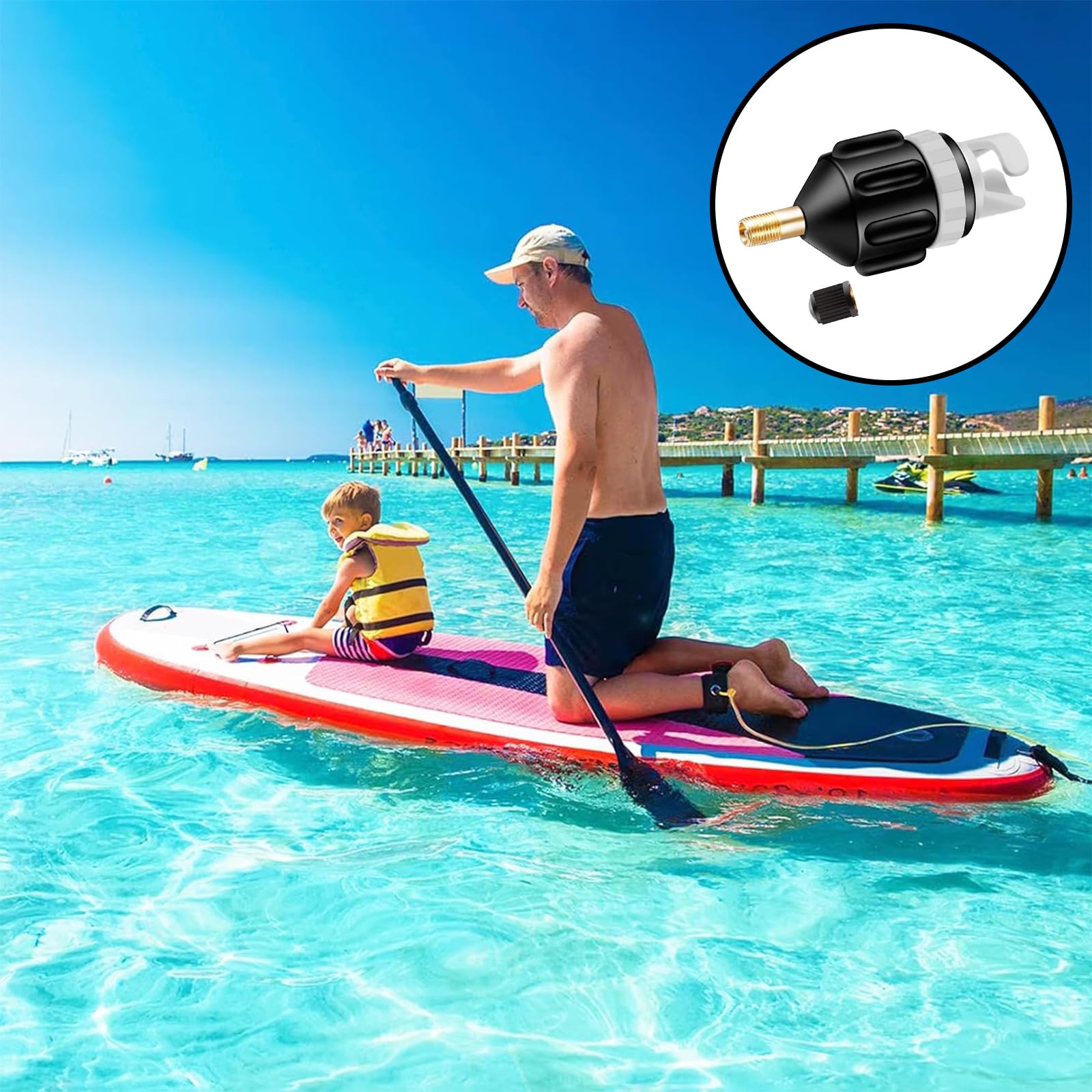Sup-adapter do kompresora, adapter do zaworu silnika, pompy elektrycznej, akcesoria do desek wiosłowych, łodzi gumowych i kajaków (2 sztuki, Bluefin SUP)