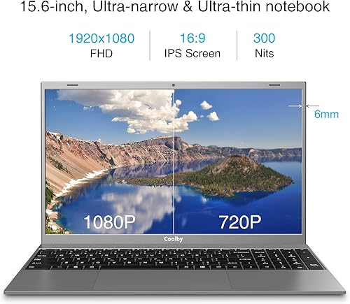 Miniatura 3 de Computadora portátil con Windows 11 2024, pantalla IPS de 15.6 pulgadas, 1920 x 1080, Coolby 16 GB DDR4 RAM  512 GB SSD, computadora portátil con