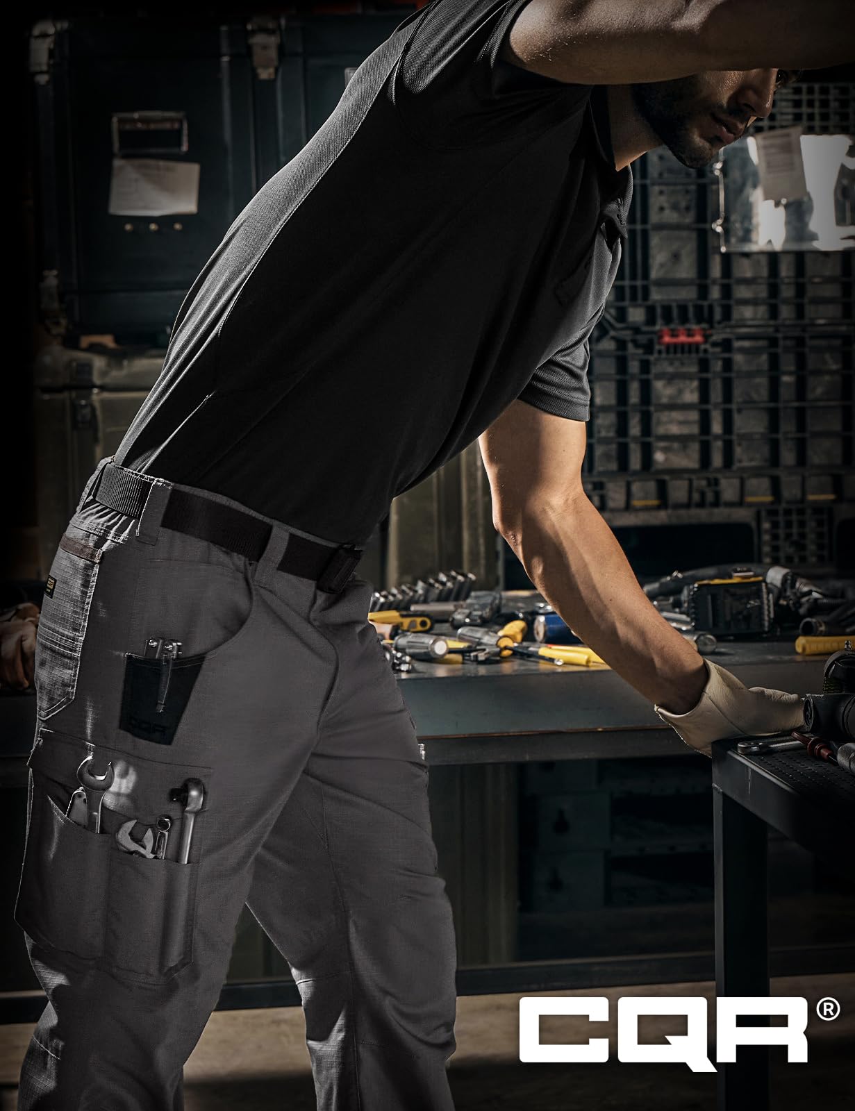 CQR Men's Quick Dry Work Pants, Water Resistant Outdoor Tactical Pants, Lightweight Stretch Cargo Hiking Pants — view 5