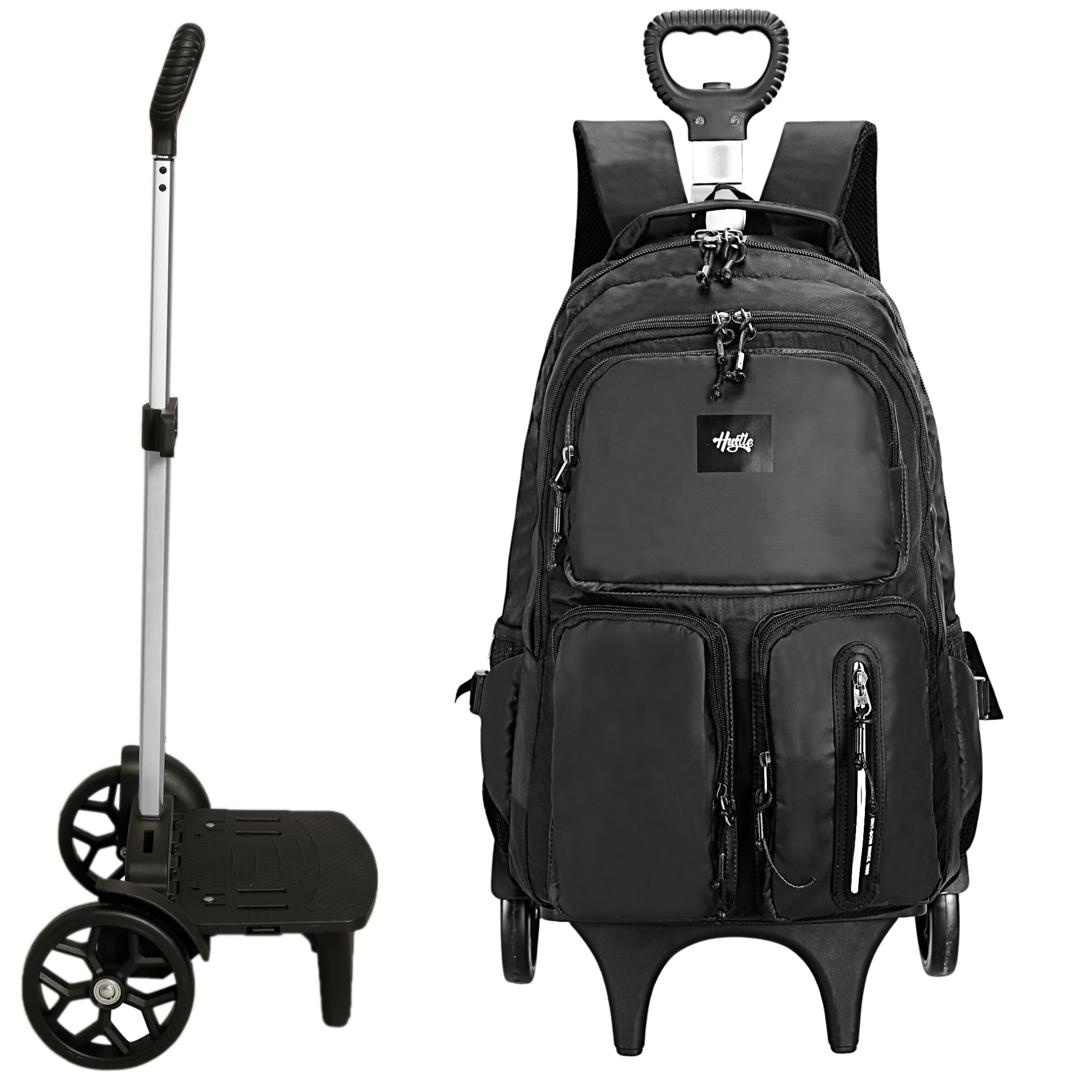 GoHustle TRANSFORMER Laptop Trolley Backpack with Wheels -15.6 Business Laptop Roller Case for office travel | Detachable trolley - Use as a backpack when trolley not required (Midnight Black) (B0C9R27ZGC) Amazon Price History, Amazon Price Tracker