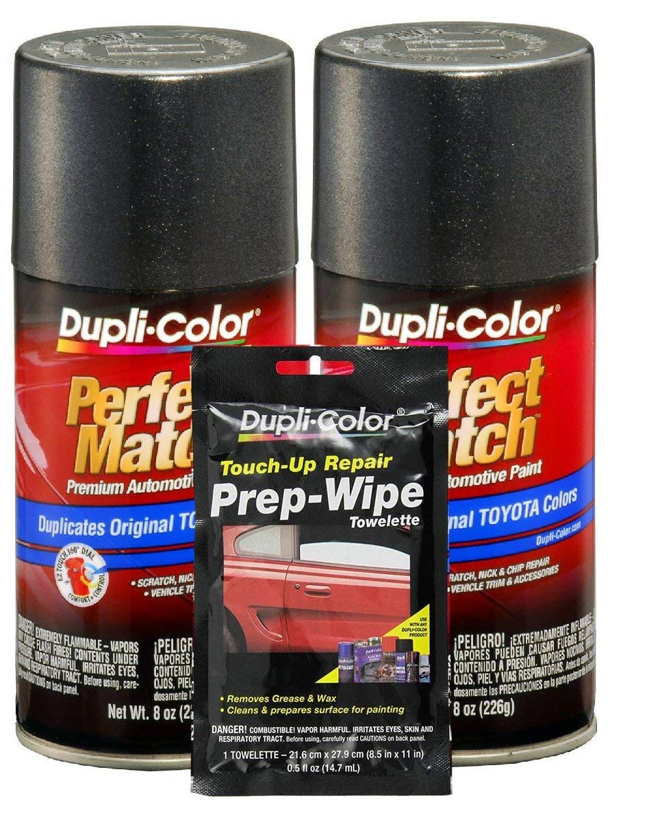 Dupli-Color Graphite Gray Pearl Exact-Match Automotive Paint For Toyota Vehicles - 8 oz, Bundles Prep Wipe (3 Items)