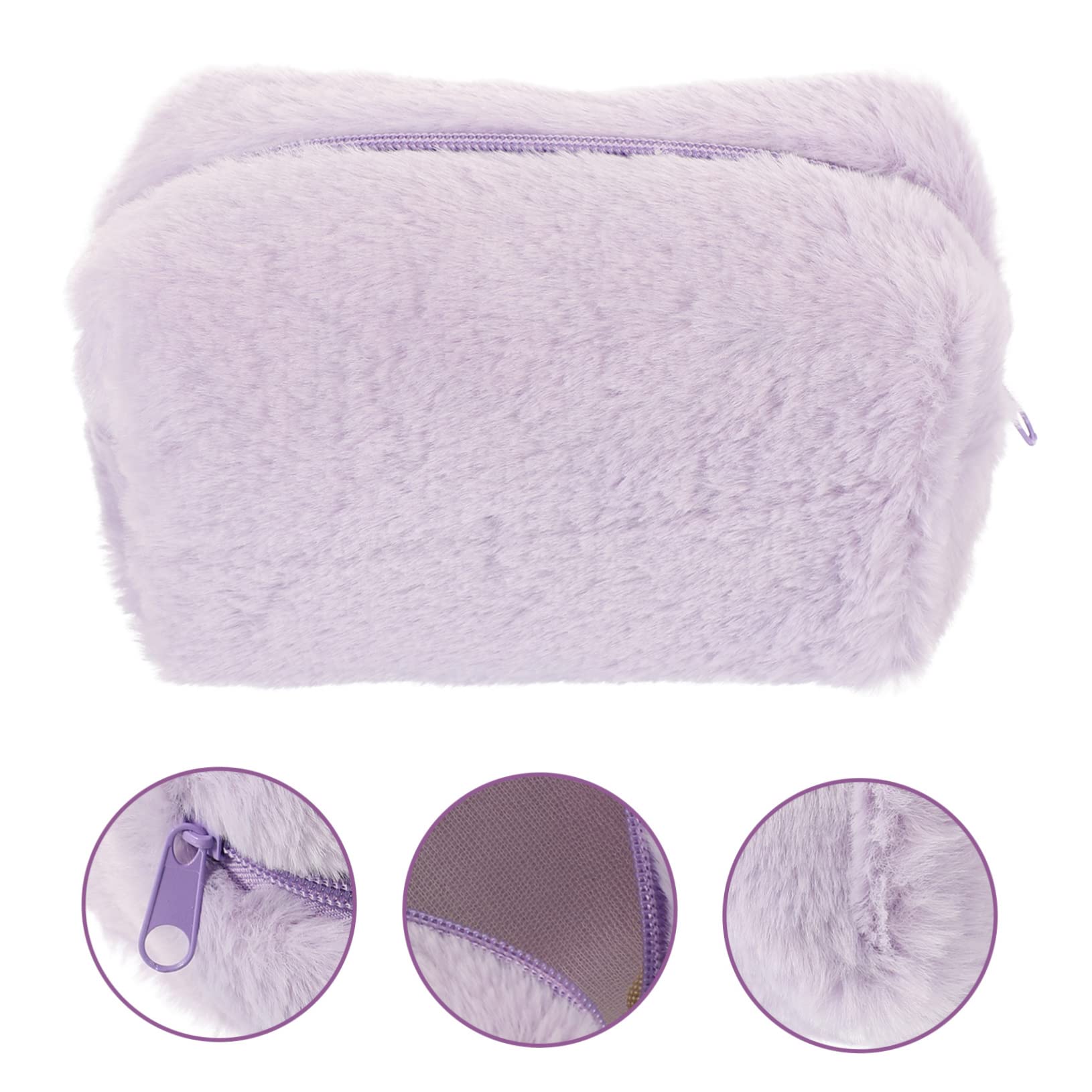 Mikinona Plush Toiletry Bag Multifunctional Travel Cosmetic Pouch for Women Wash Bag with Zipper Design for Travel Accessories Personal Items - Image 3