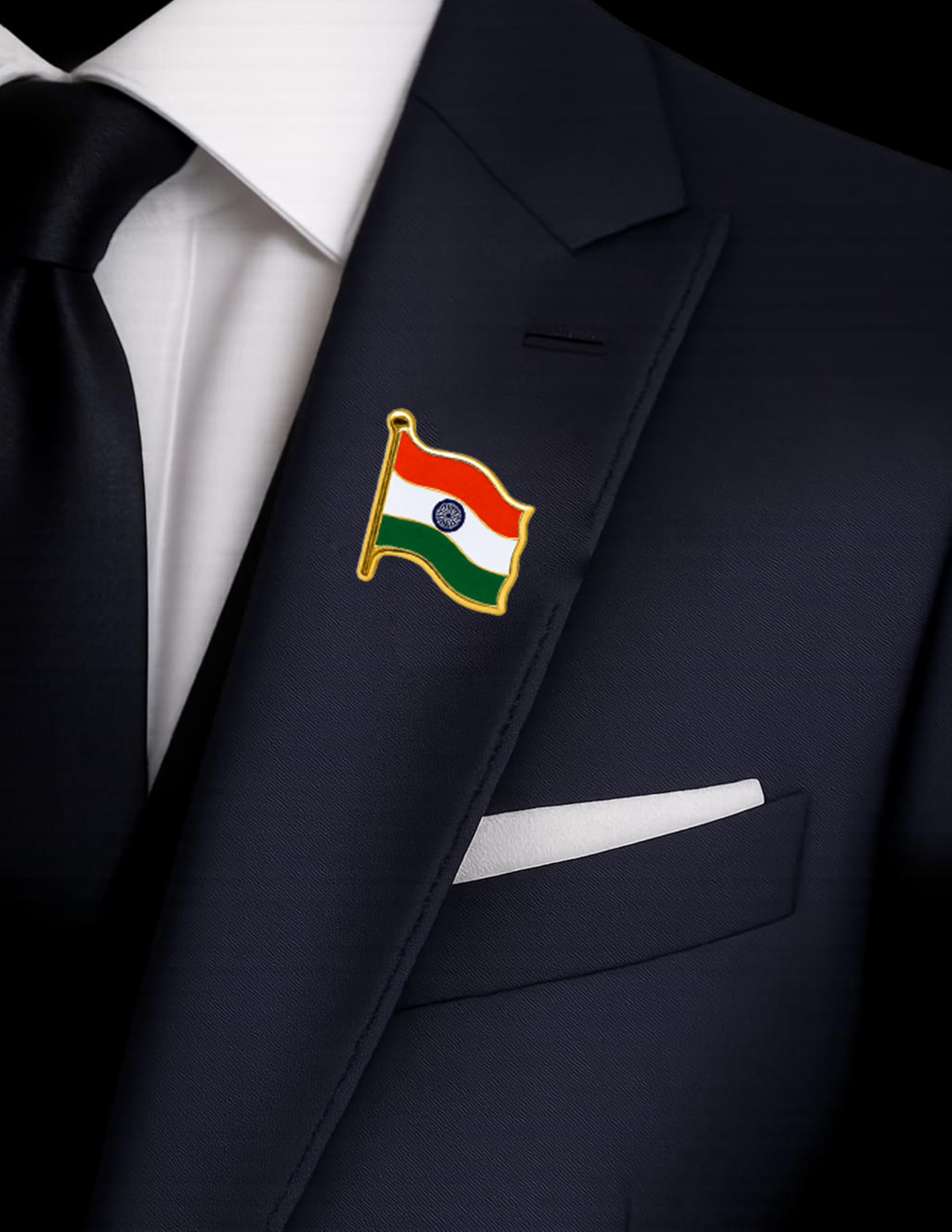 Brass Metal Indian National Flag Badge With Pin for Shirt, Flag Lapel Pin For Cloth Indian Flag Brooch, Magnet Badge for Men and Women-image-48