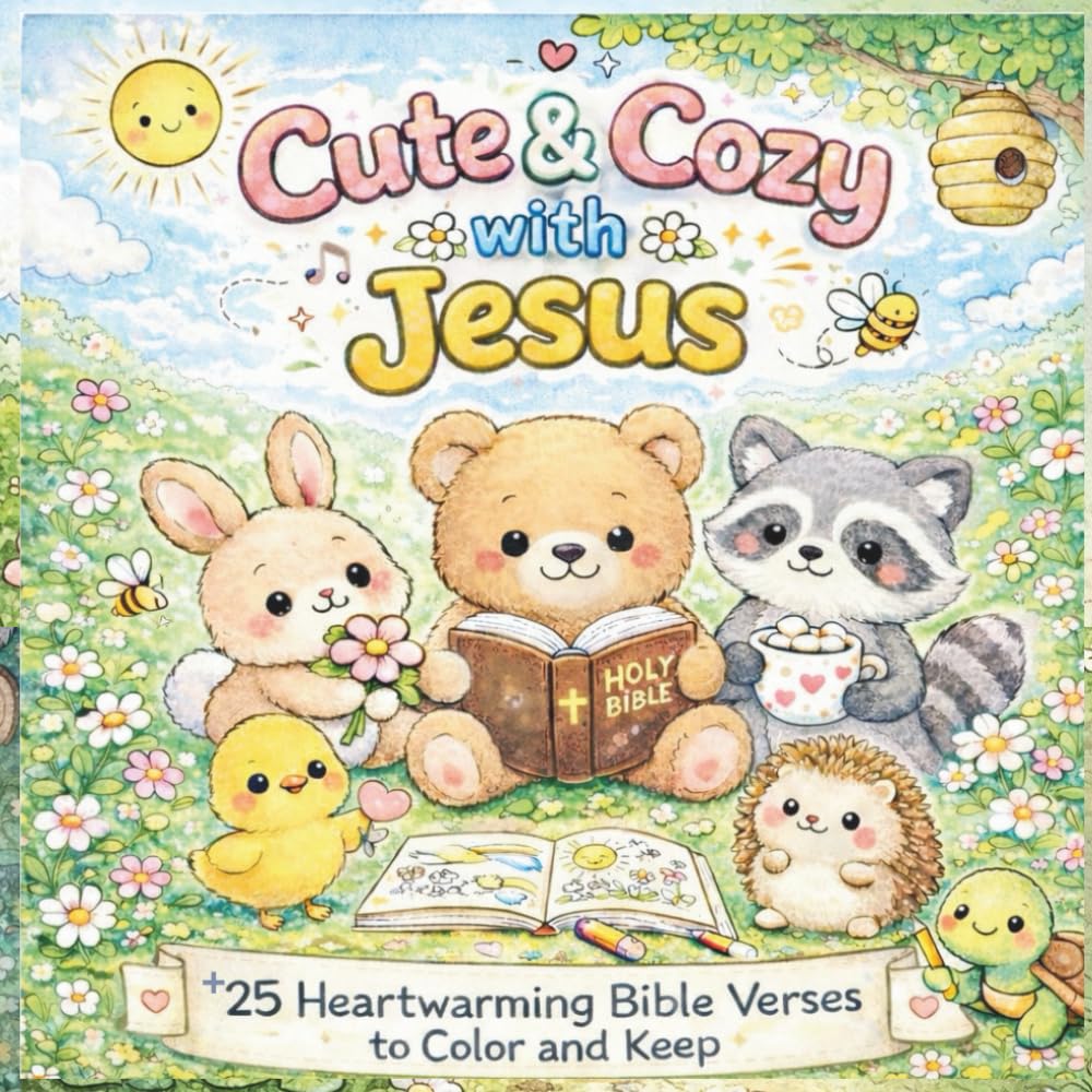 Cute & Cozy with Jesus: Cute cozy coloring book for adults and kids