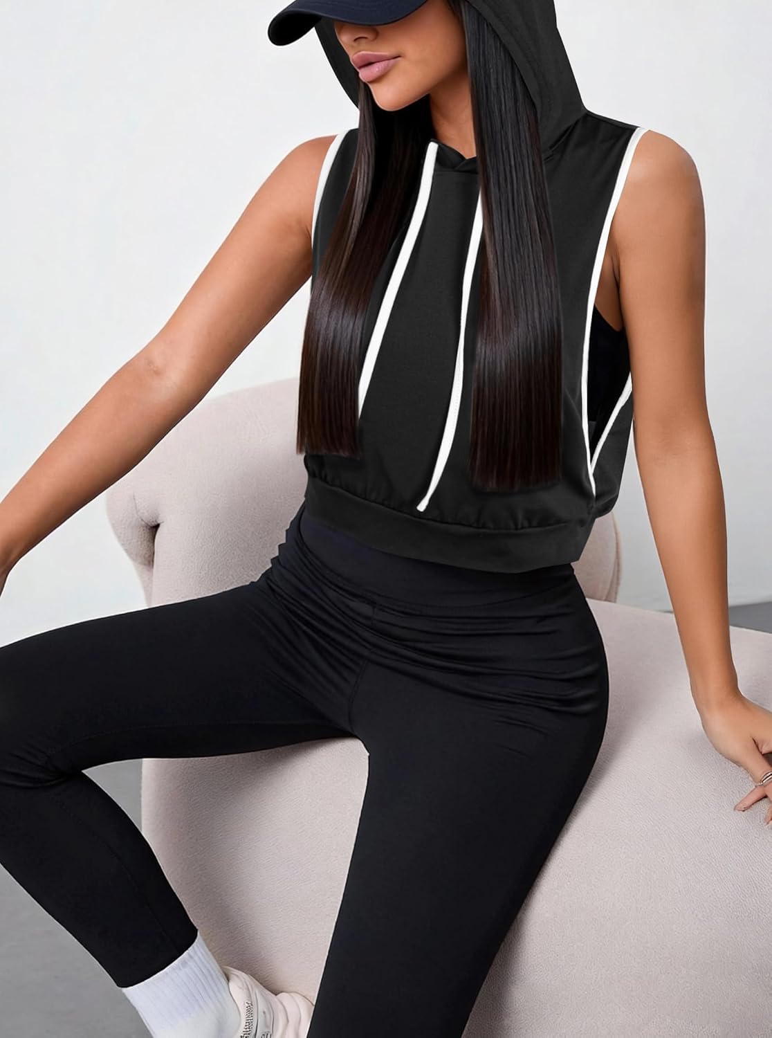 Remidoo Sleeveless Hoodies for Women Hooded Tank Workout Crop Top Open Side Athletic Gym Tops - Image 4