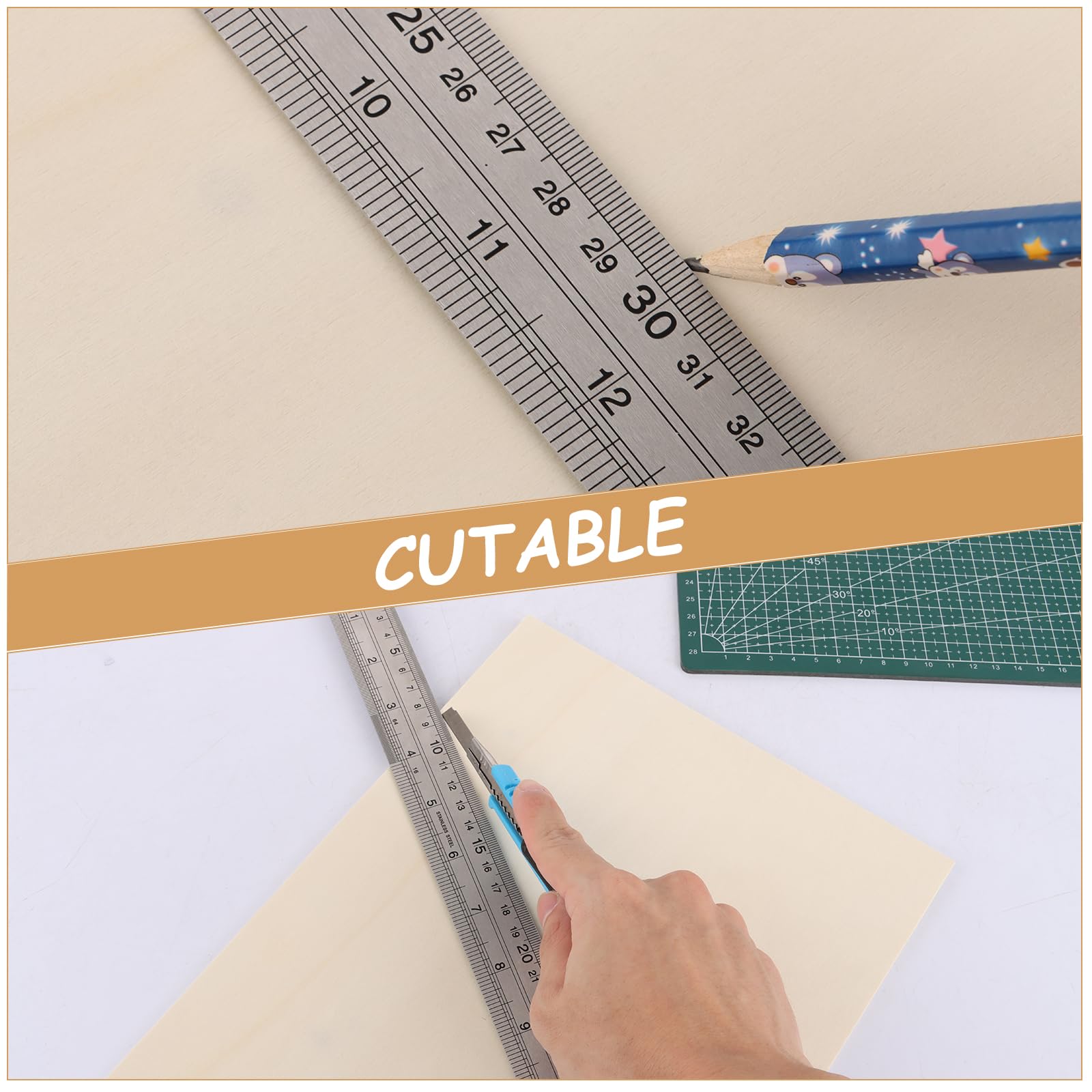 SHUESS 10 placas de madera contrachapada de 5 mm, 300 x 210 mm, A4, contrachapado de álamo, para manualidades, madera contrachapada para manualidades, sierra de marquetería, pirograbado, corte por