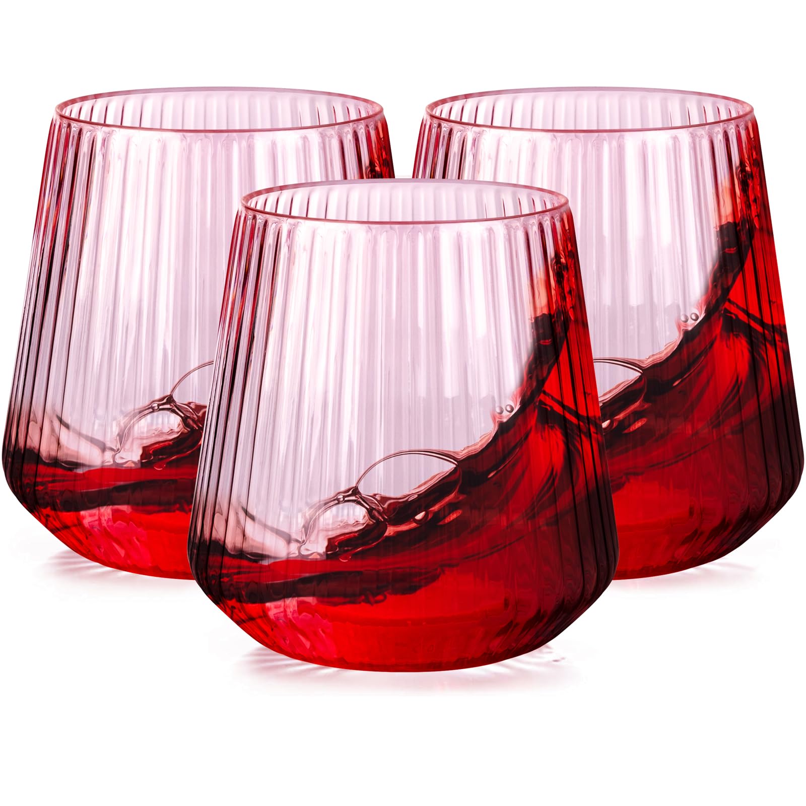 Ciaell 30 Pack Pink Plastic Wine Glasses for Weddings Parties