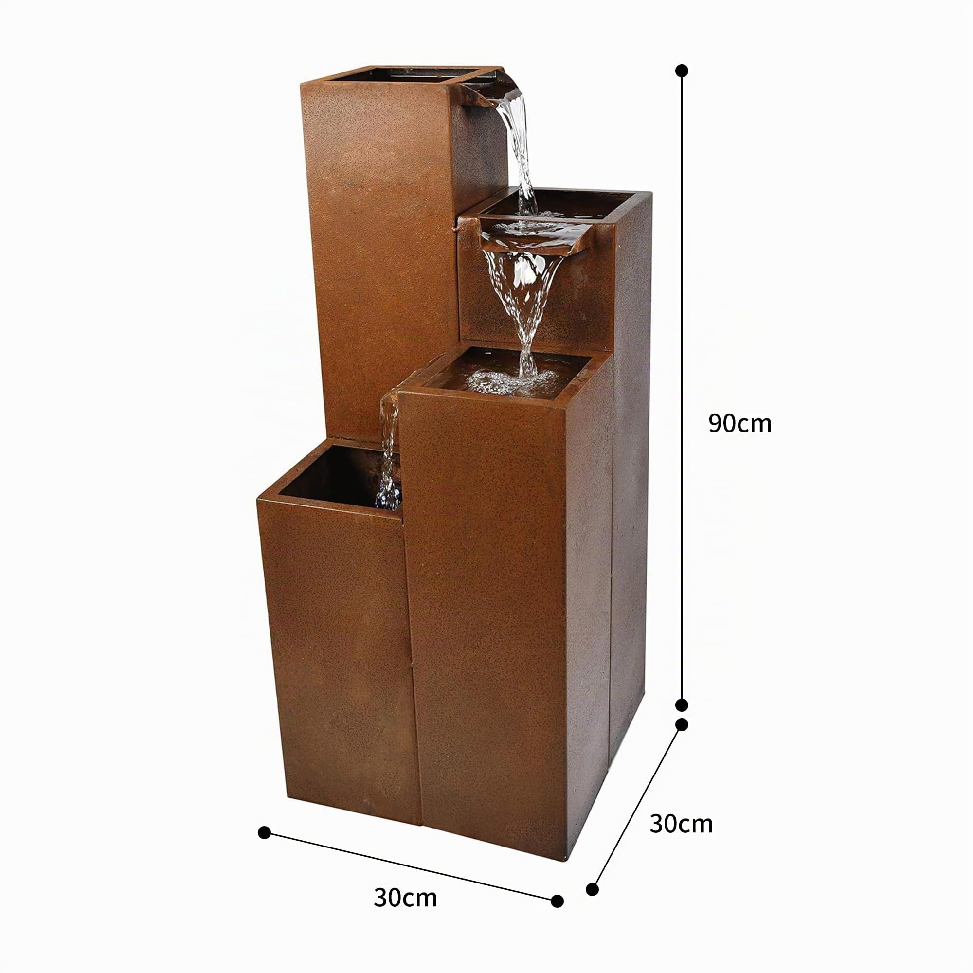 Köhko Fontaine Ribero-XL 32006XL en acier Corsten avec éclairage LED - Pour extérieur et intérieur - 90 x 30 x 30 cm
