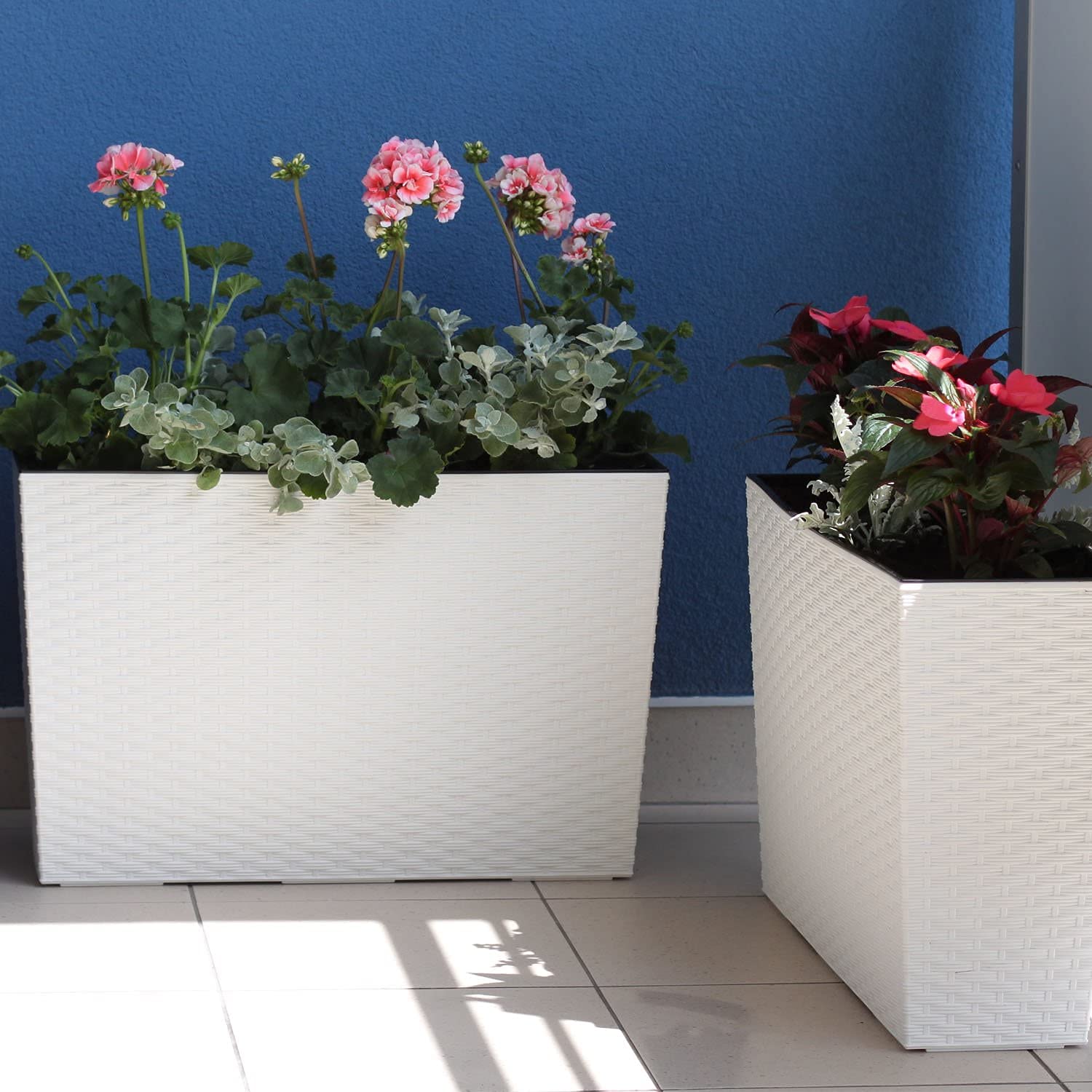 Lamela - werbena Rattan fioriera 19x56x36.5h cm e5 Bianco