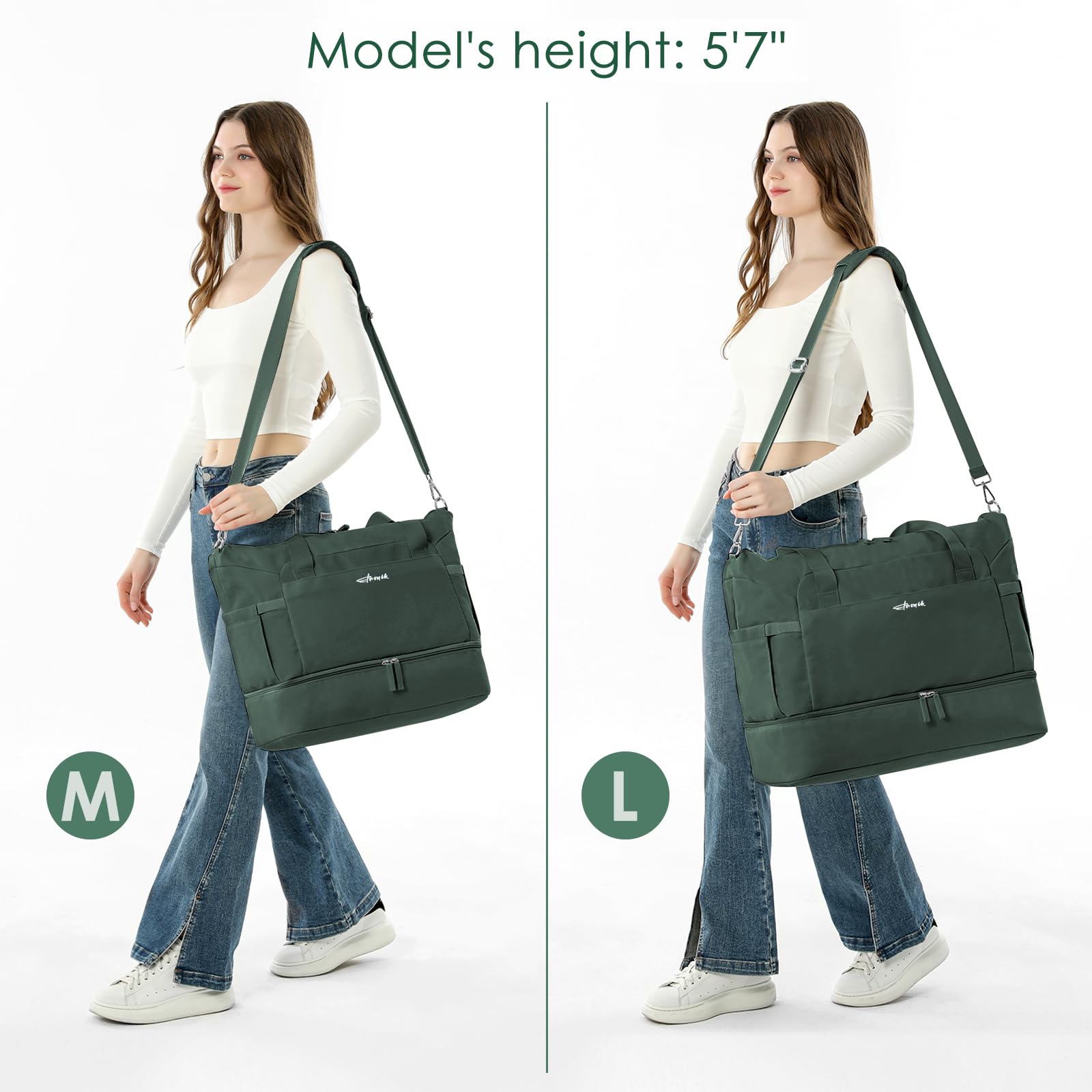 Gym Bag for Women, 45L Carry On Travel Duffel Bag with Shoes Compartment view 6