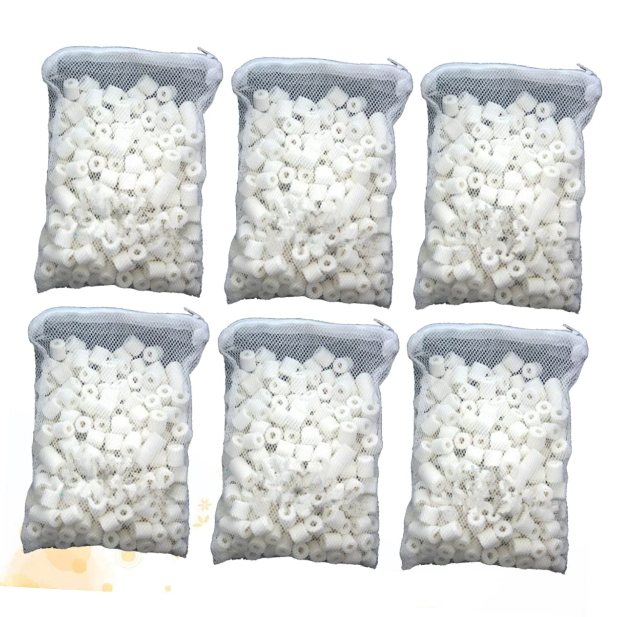 Housoutil 6packungen Bio Poröse Keramikringe Für Teich Und Aquarienfilter Pro Packung Mit Praktischer Mesh-Tasche Für Einfache Reinigung Für Süß Und Salzwasser