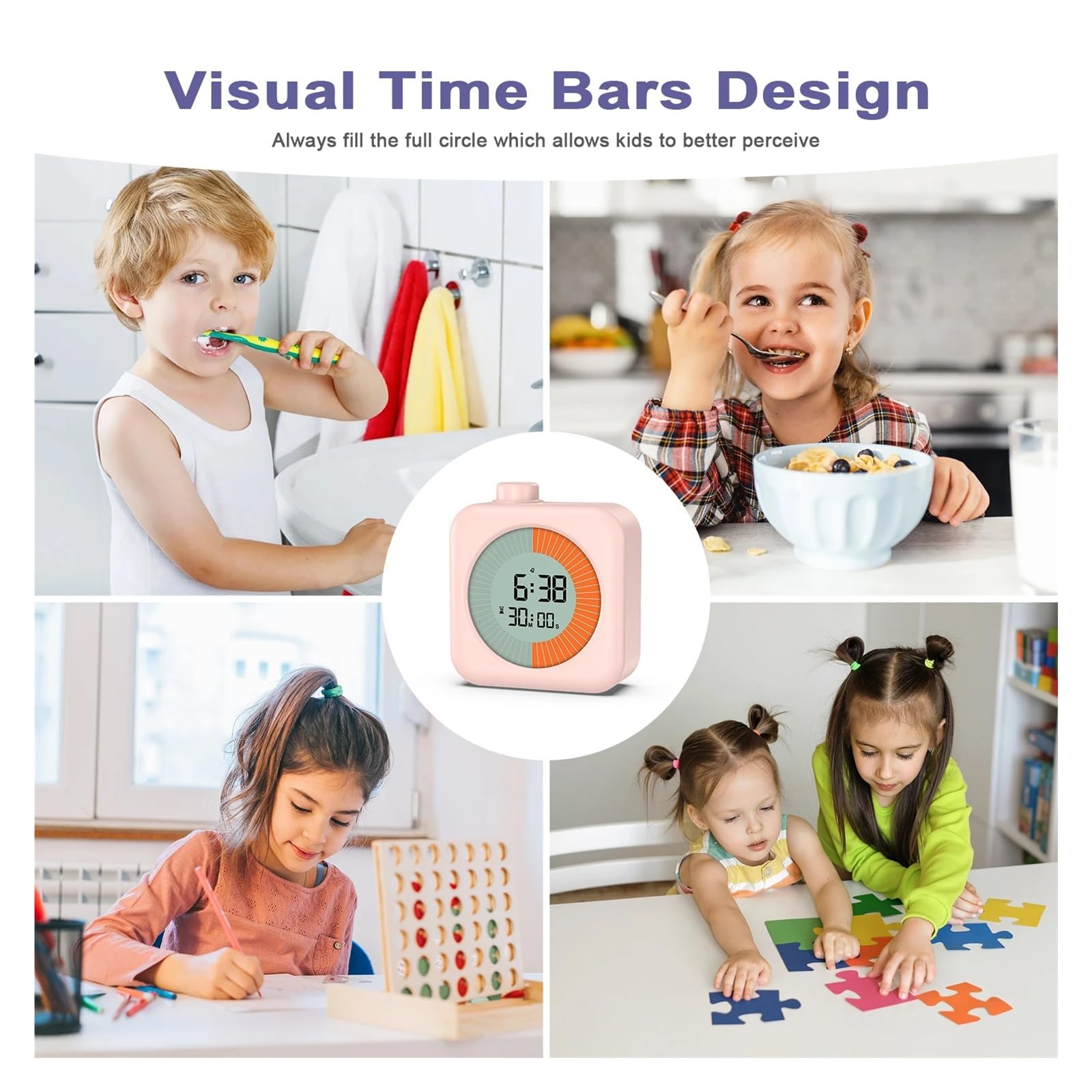 Temporizador Visual Digital 3 En 1, Reloj con, Cronómetro De Cuenta Atrás 60 Minutos For Cocina, Estudio Y Enseñanza Fiable Y Eficiente(Pink)