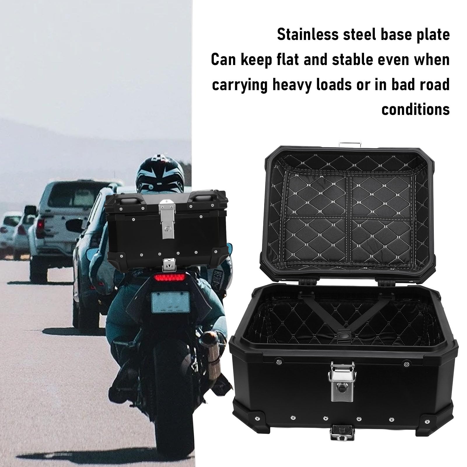 Bauletto Litri con Blocco di Sicurezza per Moto, Baule a Sgancio Rapido in Lega di Alluminio Resistente All'acqua con Borsa Posteriore