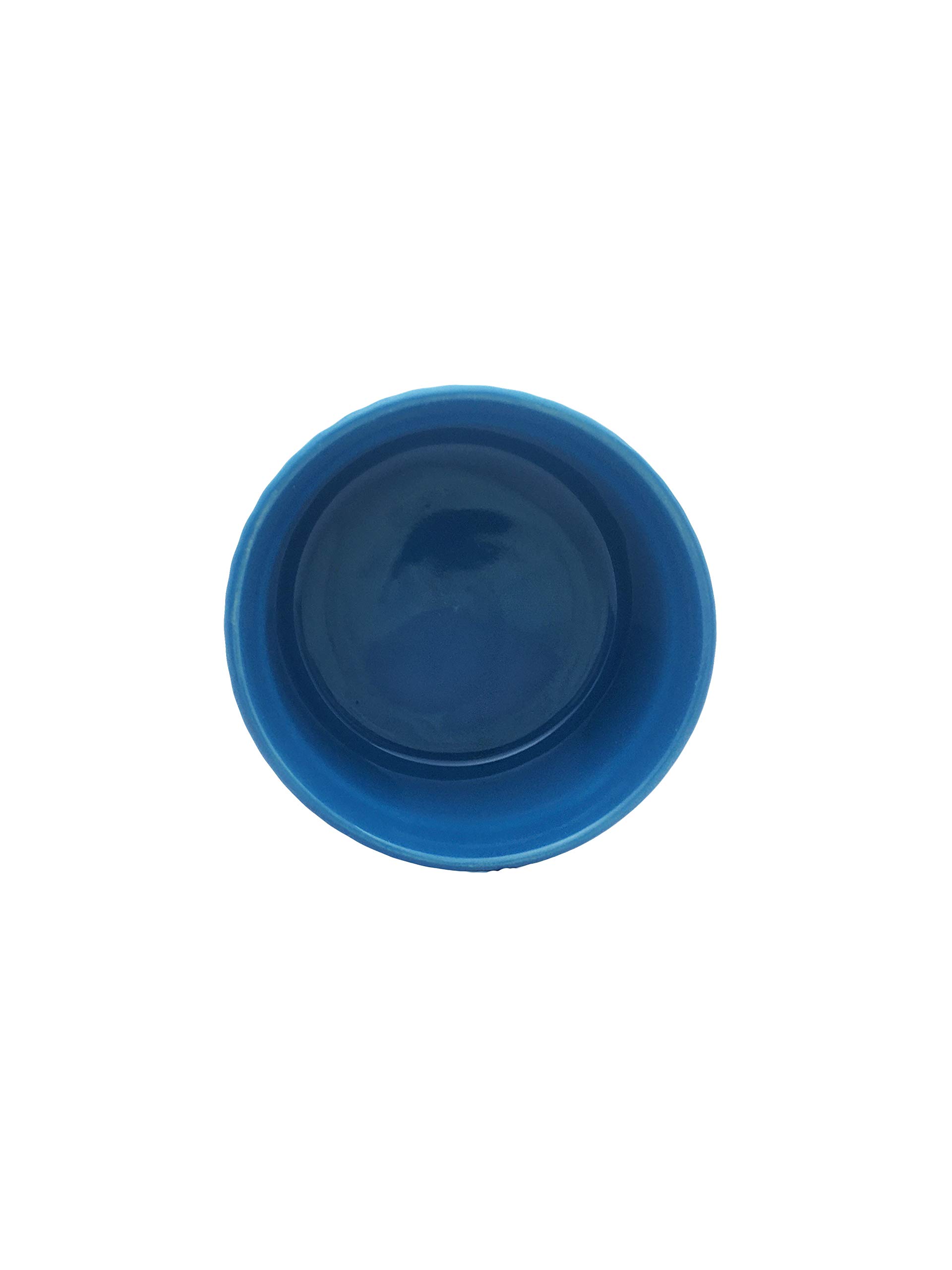 Caffeine Ceramic Handmade Glossy Blue and Matte White Ramekin 1