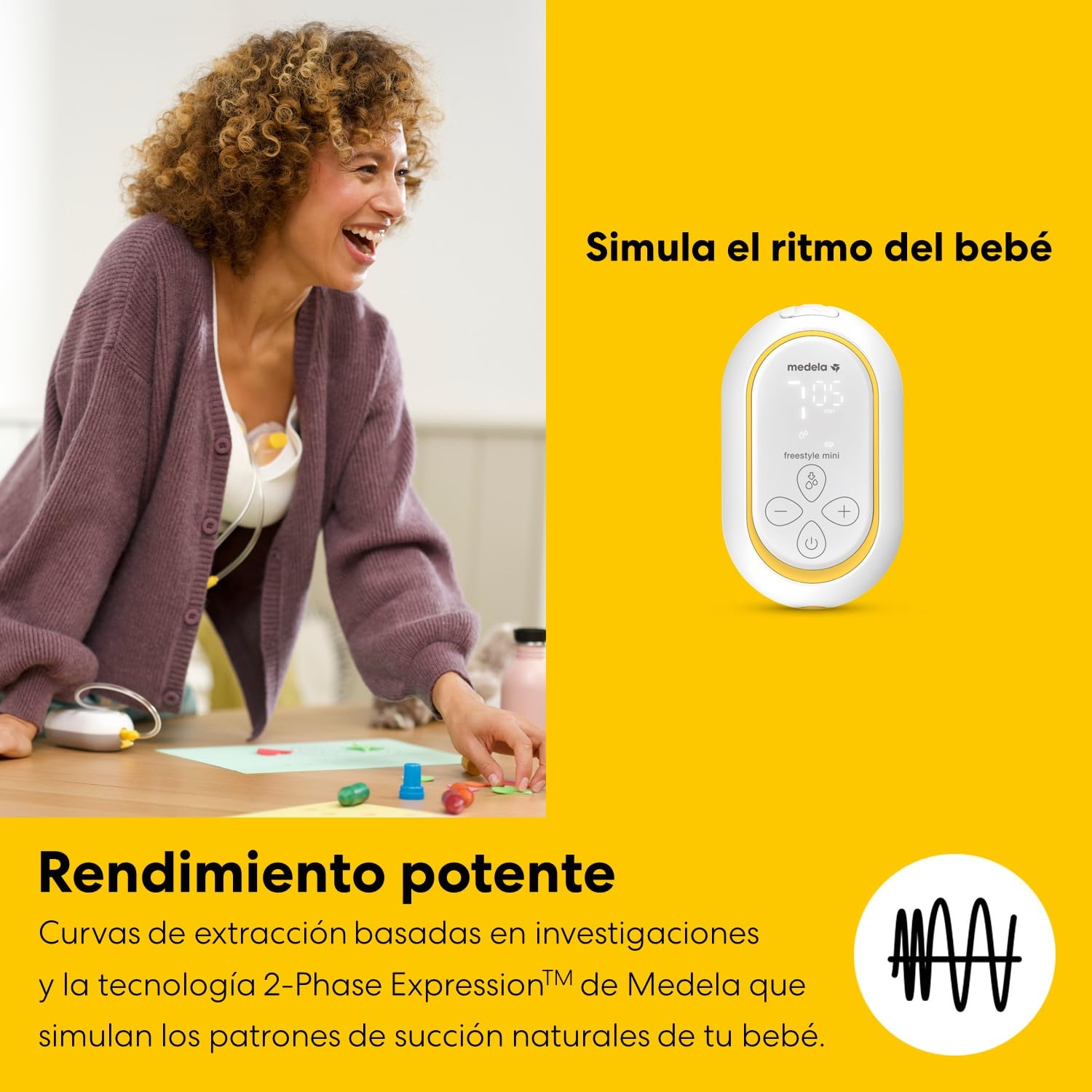 Medela Freestyle Mini Hands-Free eléctrico doble con copas de recogida Hands-Free y batería recargable de Medela.