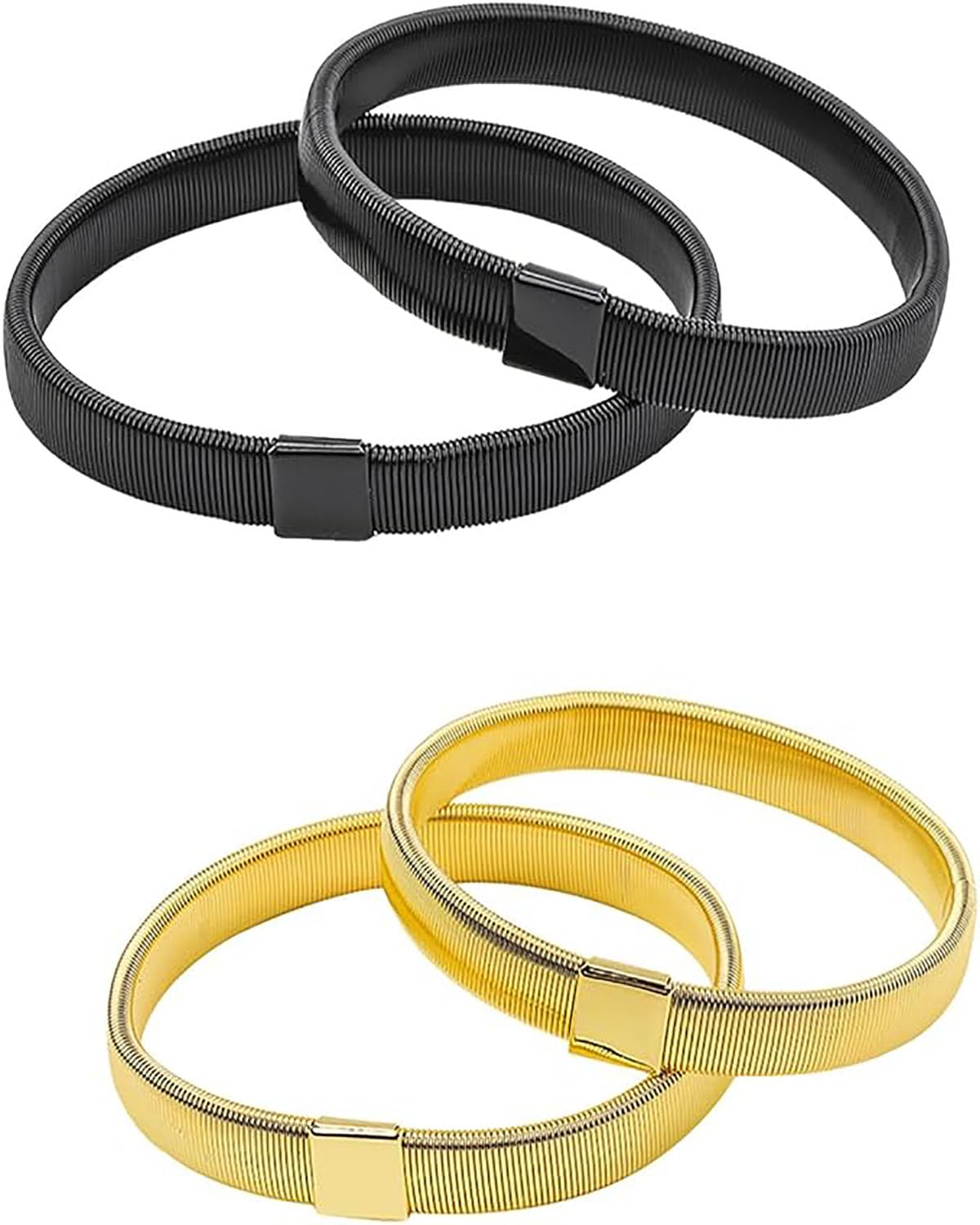 4PCS Sleeve Garters for Men, Anti-Slip Shirt Sleeve Garters, Black and Gold Sleeve Holders for Long Sleeves, Adjustable for Comfortable Fit, Anti-Slip Fixing Long for Men Women