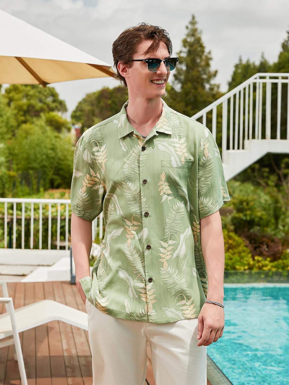 Men's Silk Hawaiian Floral Shirts Short Sleeve Button Down Casual Tropical Holiday Beach Shirts - Image 3