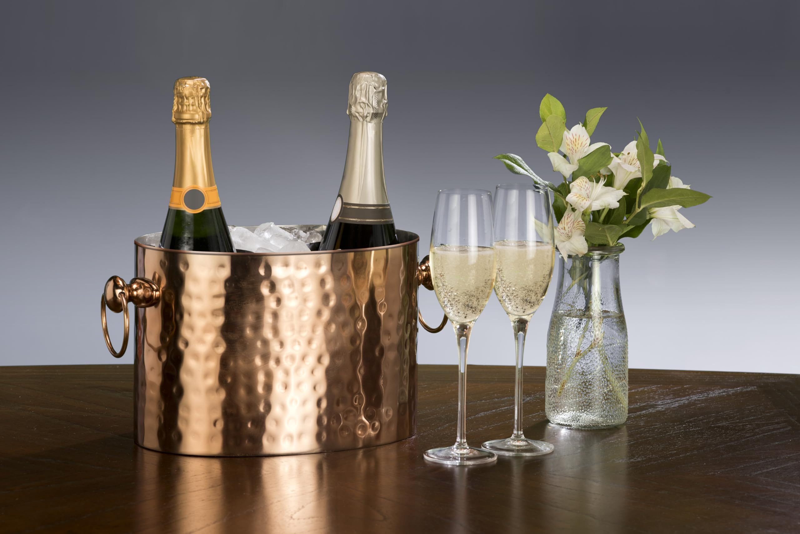 2-Bottle Wine Chiller Ice Bucket | Keeps Wine & Champagne Bottles Cold Without Touching Ice | Handcrafted Artisan Design | Patented Technology | Copper — Amazon image 2
