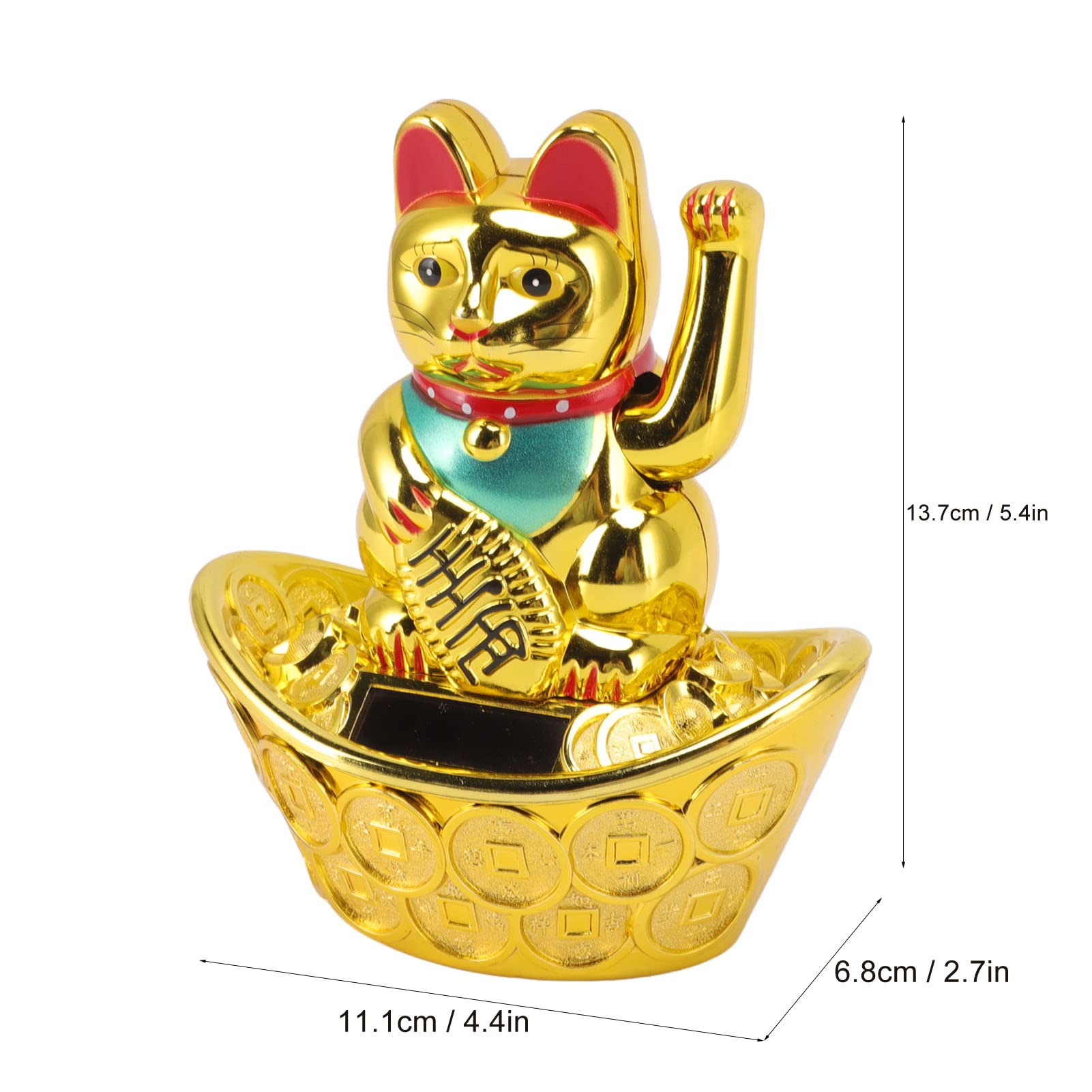 Figurine De Chat Porte-bonheur à énergie Solaire Avec Tête