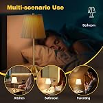 Portable Cordless Table Lamp, Fabric Shade Desk Lamps, 3000mAh Rechargeable Battery Operated Light, 3Color Dimmable Touch Lamp for Dining Room, Living Room, Bedroom, Bedside, Kitchen, Bathroom (Brass)