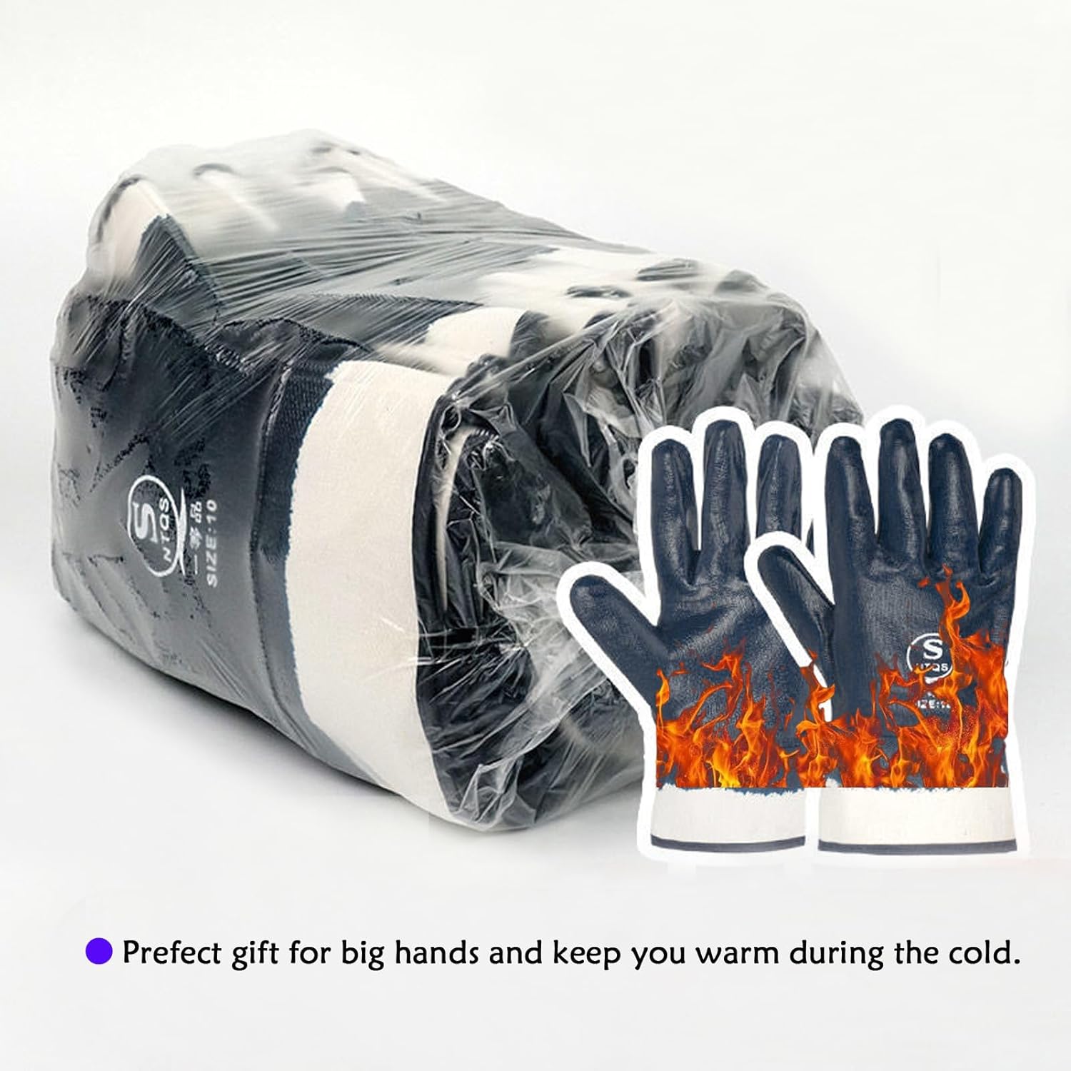 Blue Oil Gloves for Men - Heavy Duty, Oil Resistant, Nitrile Coated, Bulk Pack (6 & 12 Pairs, Large) - Image 2