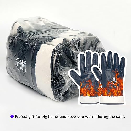 Miniatura 2 de Guantes de aceite azul para hombre, guantes resistentes al aceite resistentes al agua para entrega de combustible, guantes con revestimiento de