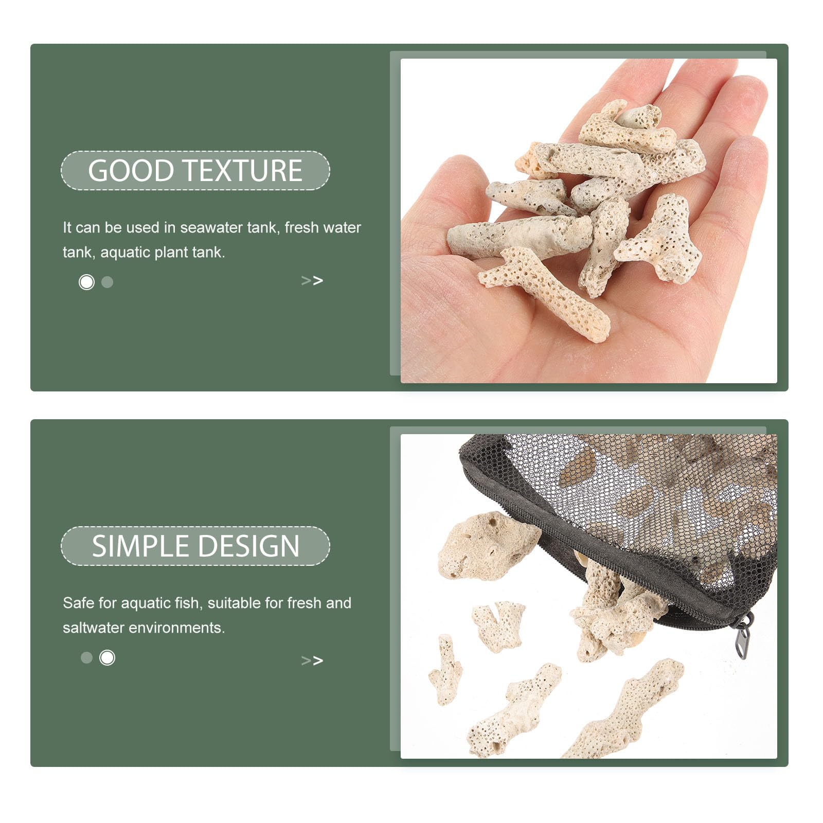 Alipis Medio Filtrante de Coral Triturado: Biomedio Reutilizable para Acuarios con Bolsa de Malla - Estabilizador de Ph para Acuarios de Agua Dulce, Filtración de Estanques Y Decoración