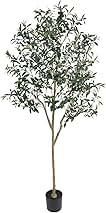Artificial Olive Tree for Living Room Decor, 6FT Tall Faux Silk Plant Artificial Tree in Potted Oliver Branch Leaves and Fruits for Modern Home Decor Indoor