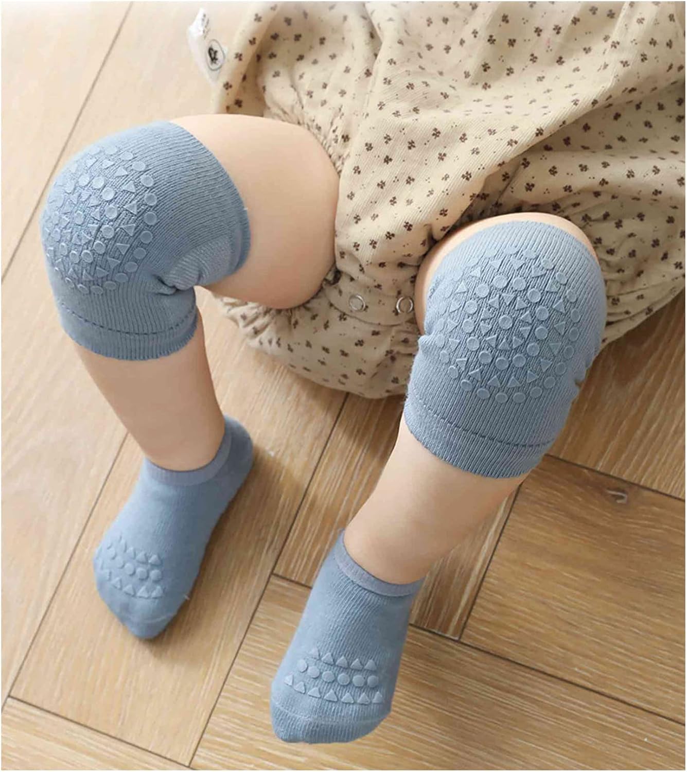 Bestgift Toddler socks children knee pads baby floor socks set baby non-slip crawling sports knee pads