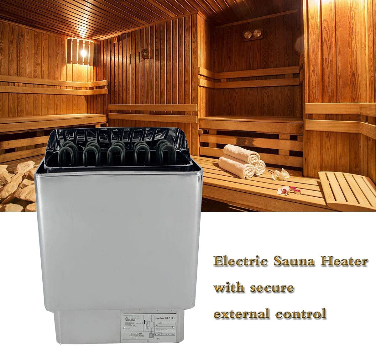 Forno Elettrico per Sauna, con Controllo termostato Esterno Sauna secca, Attrezzatura per Bagno Turco, per Bagno di Hotel di casa (9KW)