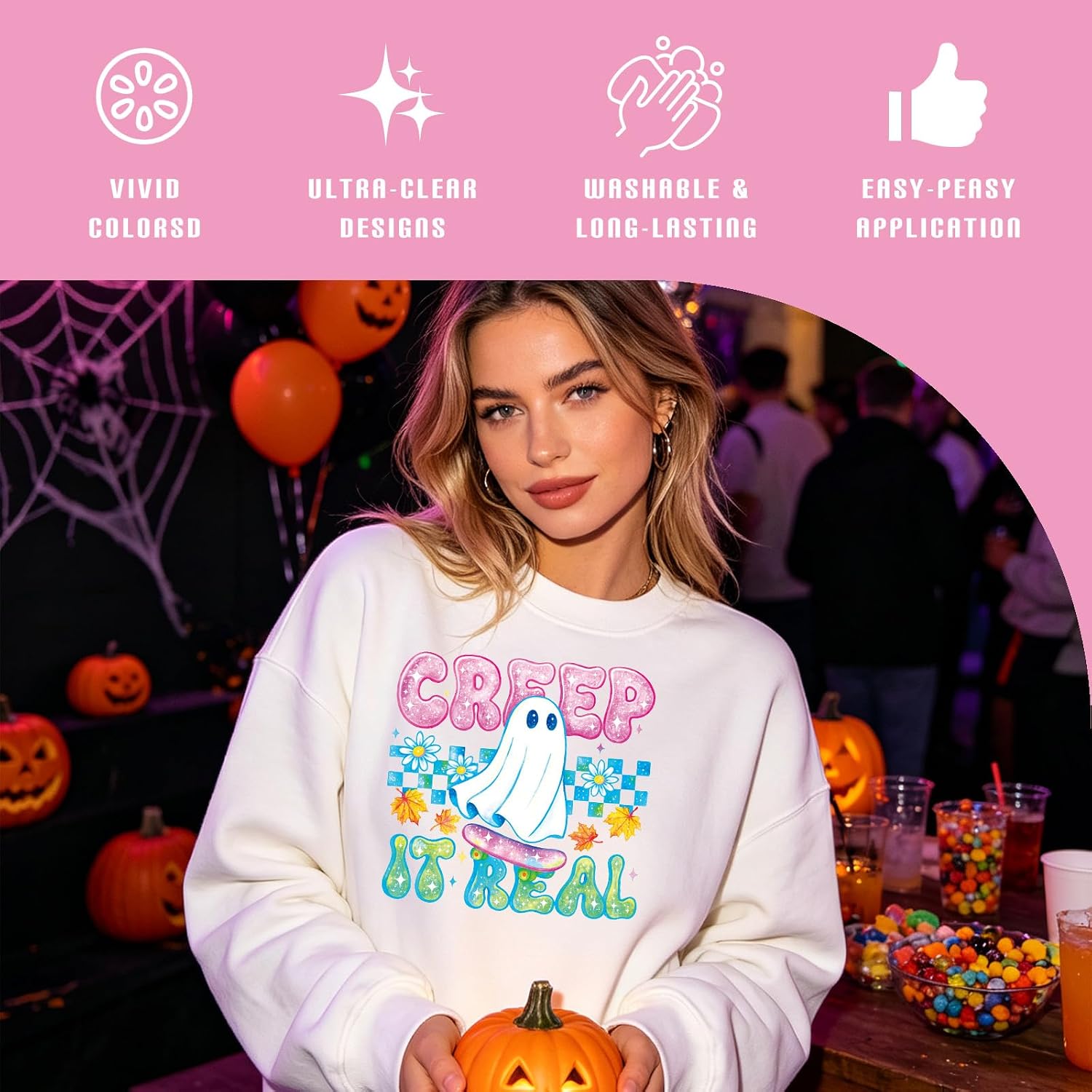 30 Pcs Ghost Halloween DTF Transfers Ready to Press