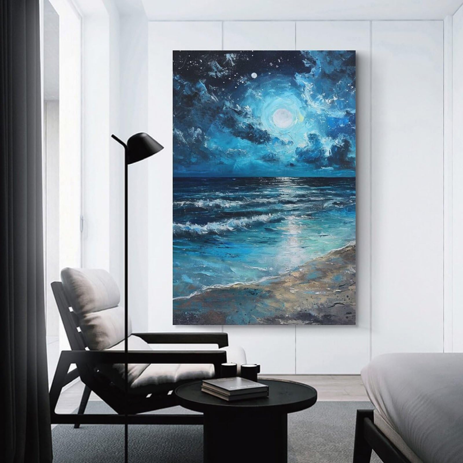 Junmoney Starry Seaside Canvas Wall Decor, 24x36inch(60x90cm), for Office, Study Or Home Workspace, Wall Art That Adds Style to Work Areas