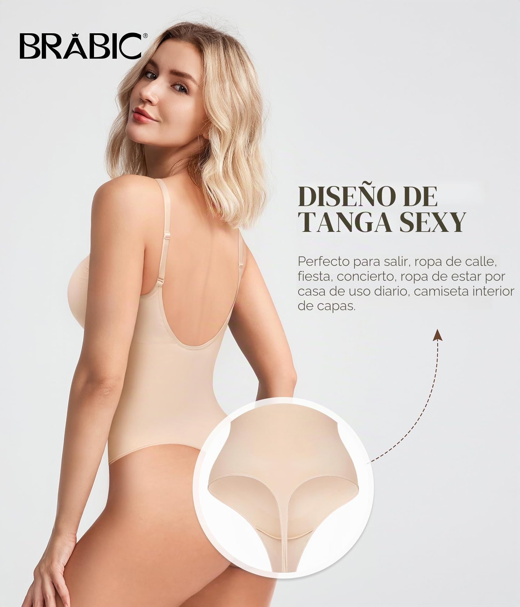 BRABIC Body Adelgazante Para Mujer Con Control de Abdomen Body moldeador sin costuras para mujer con control de abdomen Mujer