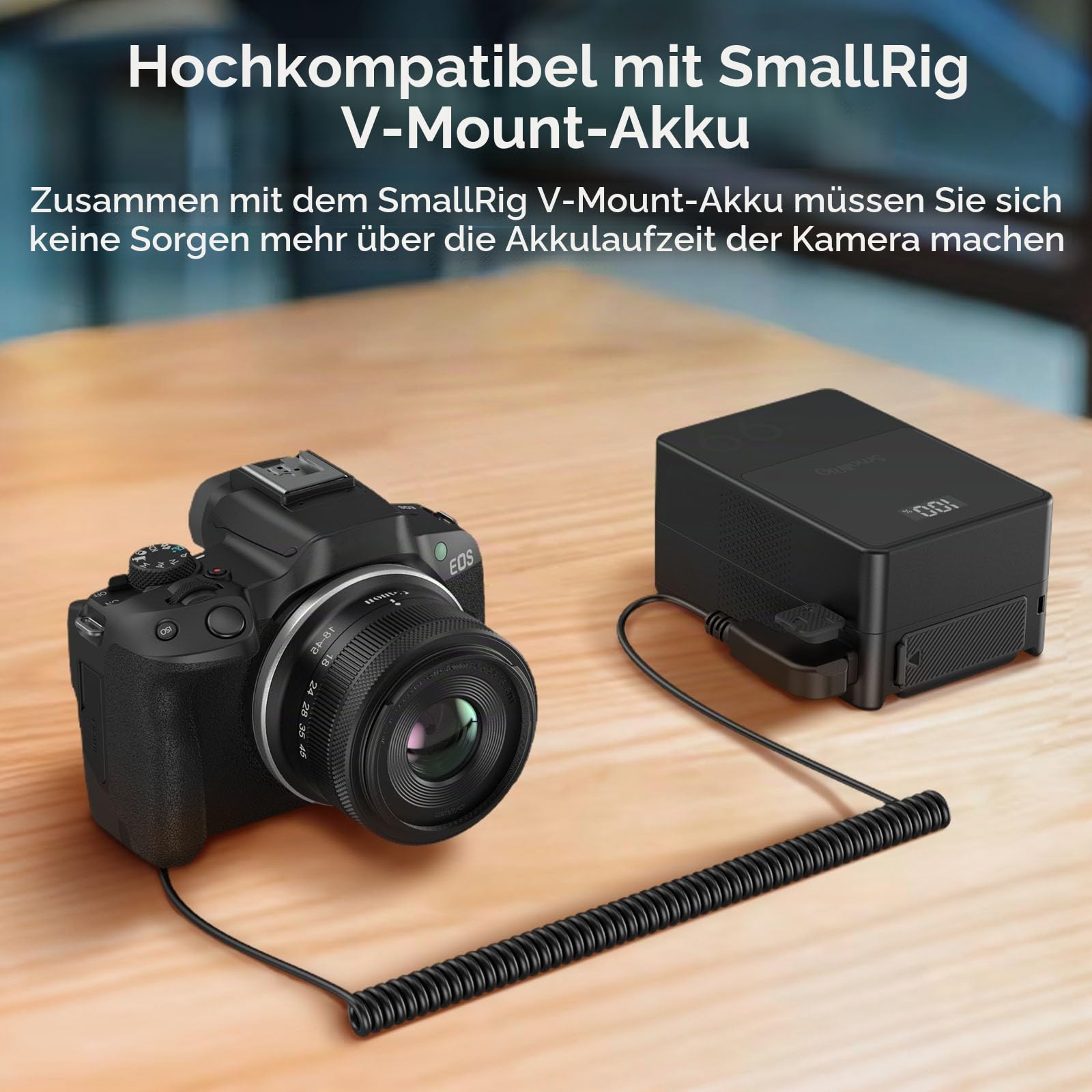 SMALLRIG D-TAP auf LP-E6NH Dummy-Akku, LP-E6NH Spiral-Stromkabel für Canon 5D Mark II, 5D Mark III, 5D Mark IV, 6D Mark II, R6 Mark III, R6 Mark II, 90D, XC10, XC15, 5DS, 5DSR, R, R5, R6, R7-4252