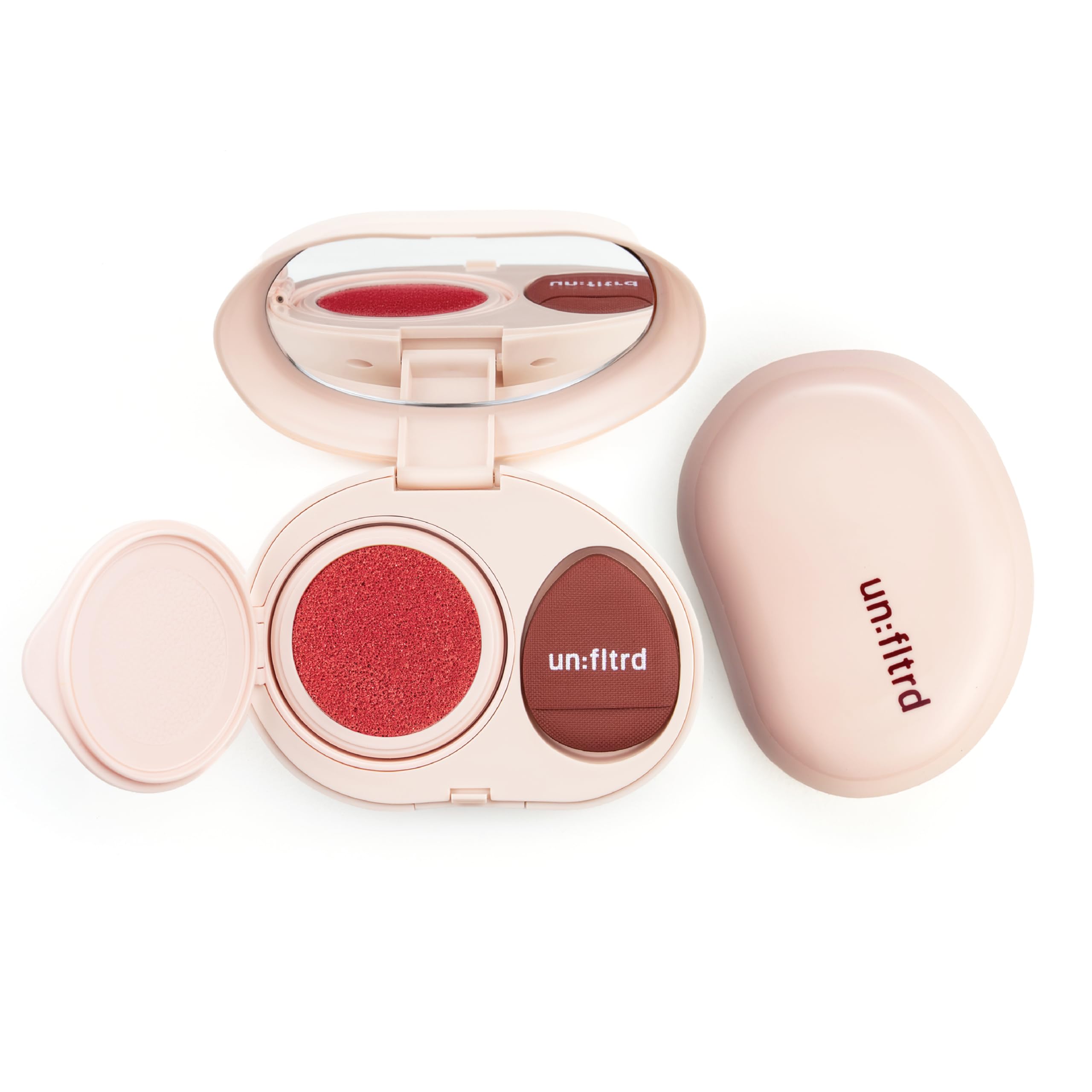 unfltrd Almost Blended™ Serum Cushion Blush | No-Blend Formula, Dewy SkinLike Finish | Niacinamide, Hyaluronic Acid & Squalane | Humidity Proof, SelfSetting | in:denial - muted coral peach | 8g-image-13