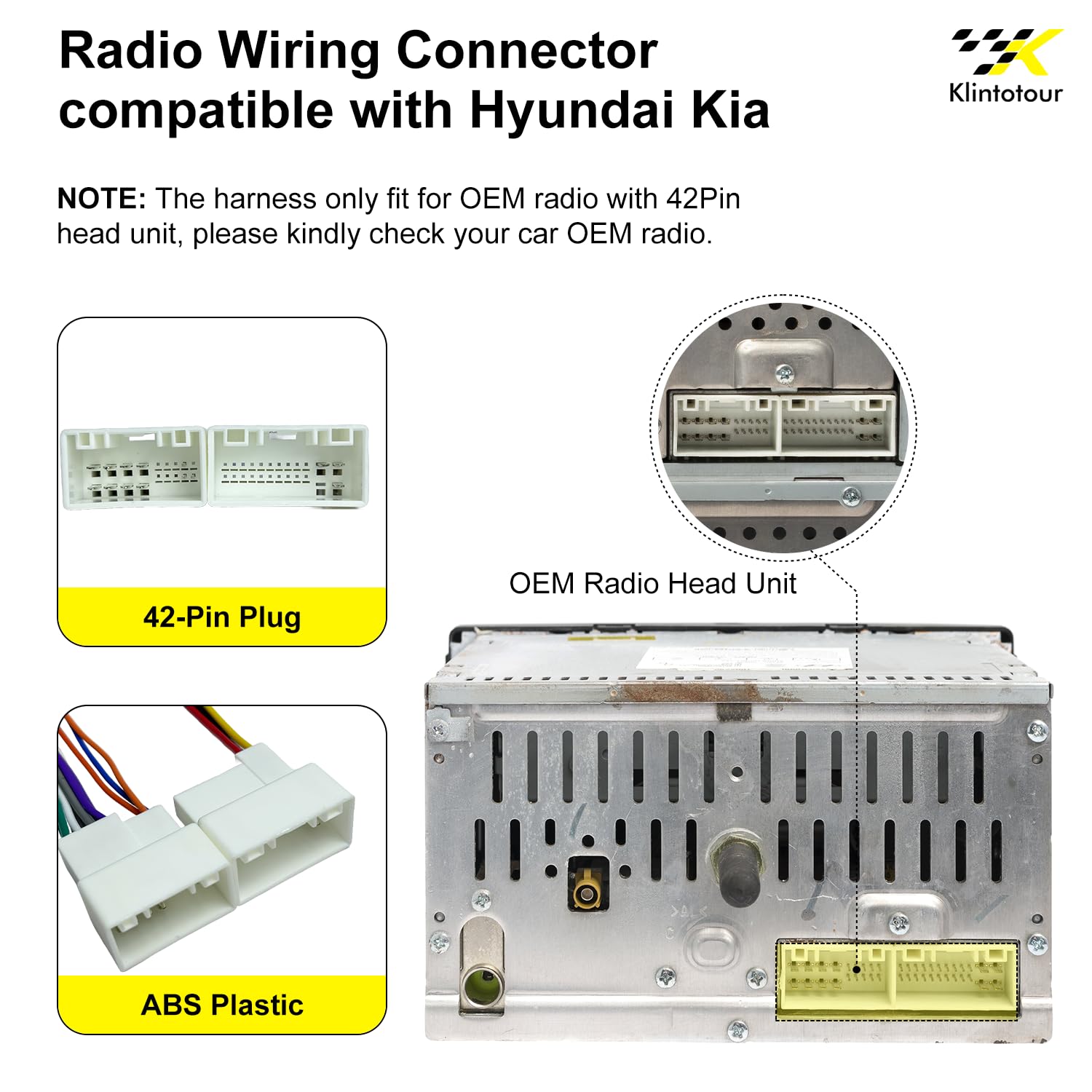 Radio Wiring Harness with Antenna Adapter Compatible with Hyundai 2012-2017/Kia 2010-2018, Stereo Installation Wire Harness Kit Aftermarket Stereo CD Player Receiver Wire Cable Adapter image 2