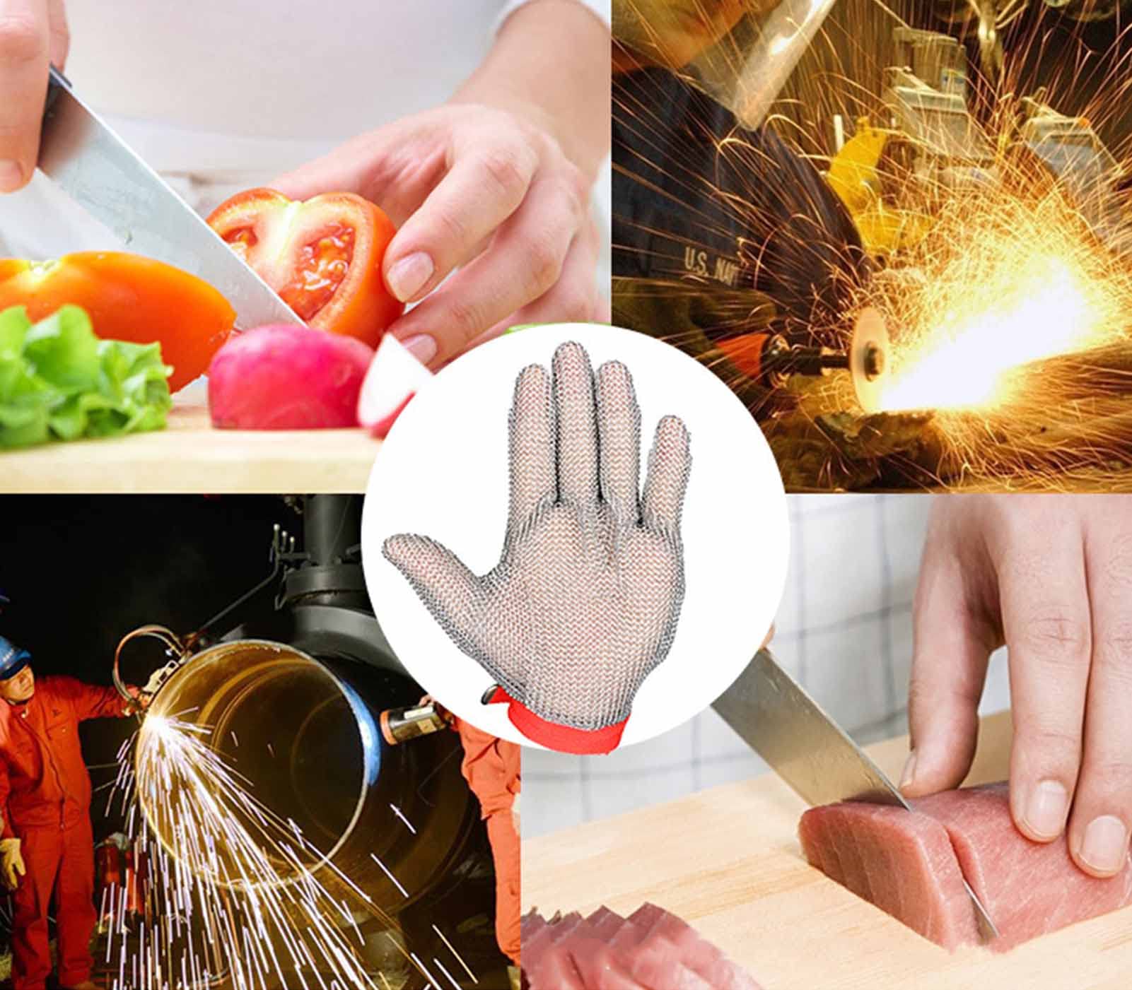 Schnittfeste Handschuhe Edelstahlring-Stahldrahthandschuhe, Säge- Und Schnittfest(Size:XL/A Packung mit 1 Stück)