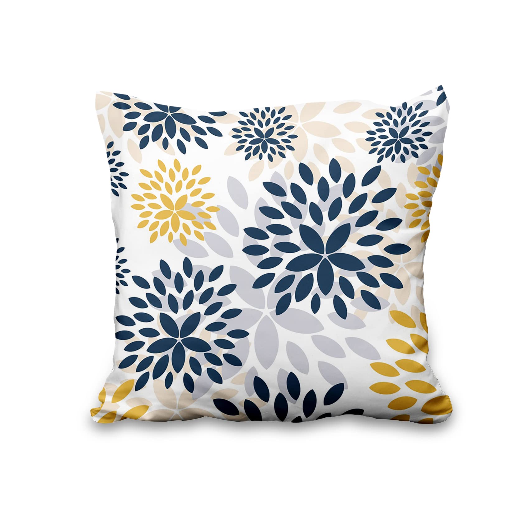 Aoihrraan Fodere per Cuscini Set di 4, Cuscino Floreale Boho Copre Fiore Blu E Giallo Morbido Peluche Corto Quadrato Federa per Divano Camera da Letto Auto Sedia Casa Decoro 60x60cm