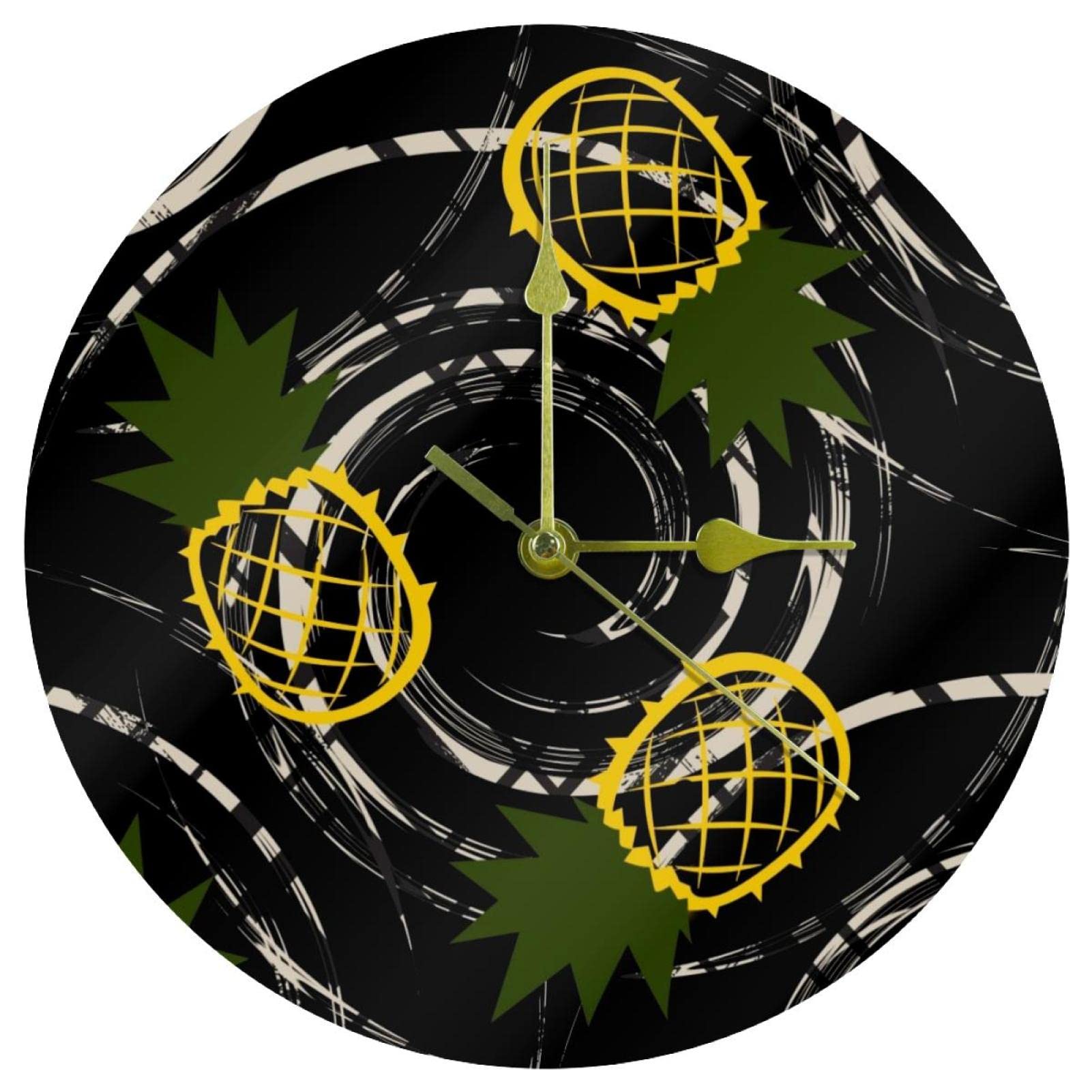 Horloge murale en acrylique 24 cm deco salon ronde a piles silencieuse motif ananas