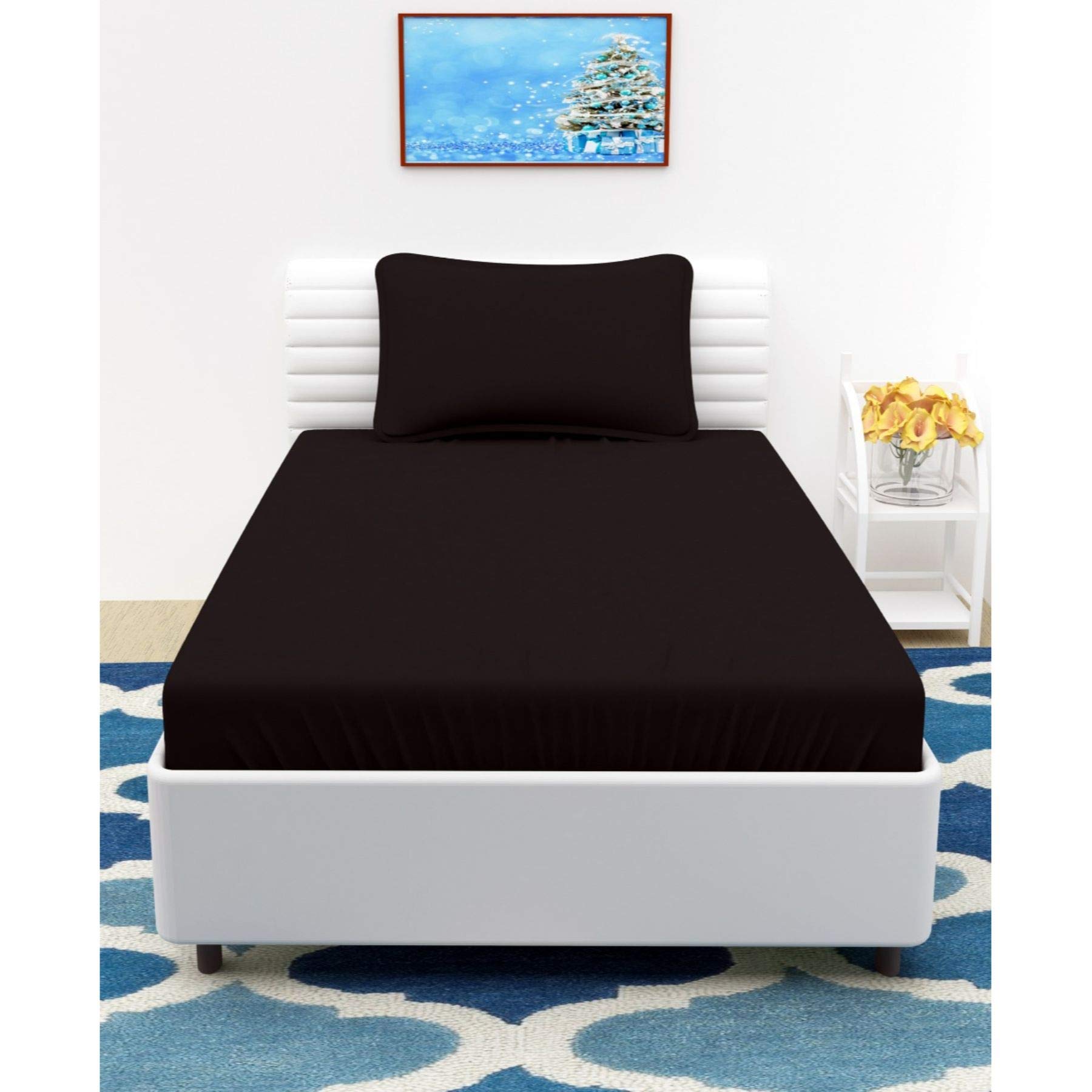BROMWICK 204 Tc Super Soft Solid Microfiber 1 Single Bedsheet With 1
