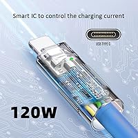 Vista 2 de chenyang Cable USB a USB C, USB 2.0 macho a USB C macho, ultra suave, 120 W, carga rápida, transferencia de datos, cable de extensión con indicador