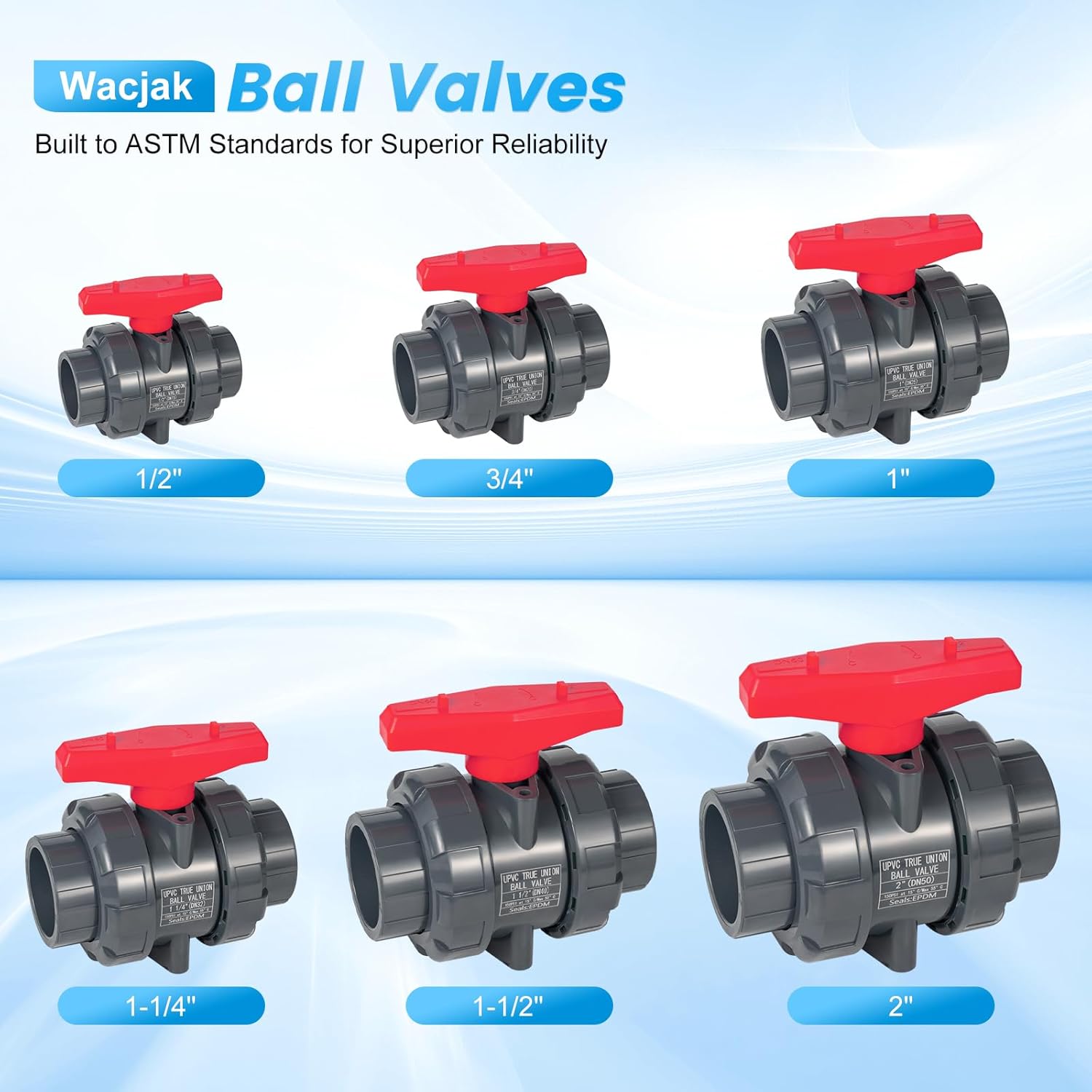 1-1/4" PVC Valve 2-Pack Bundle - Corrosion-Resistant for Industrial Use | 2 Valves + Unions | Save 10% with Bulk