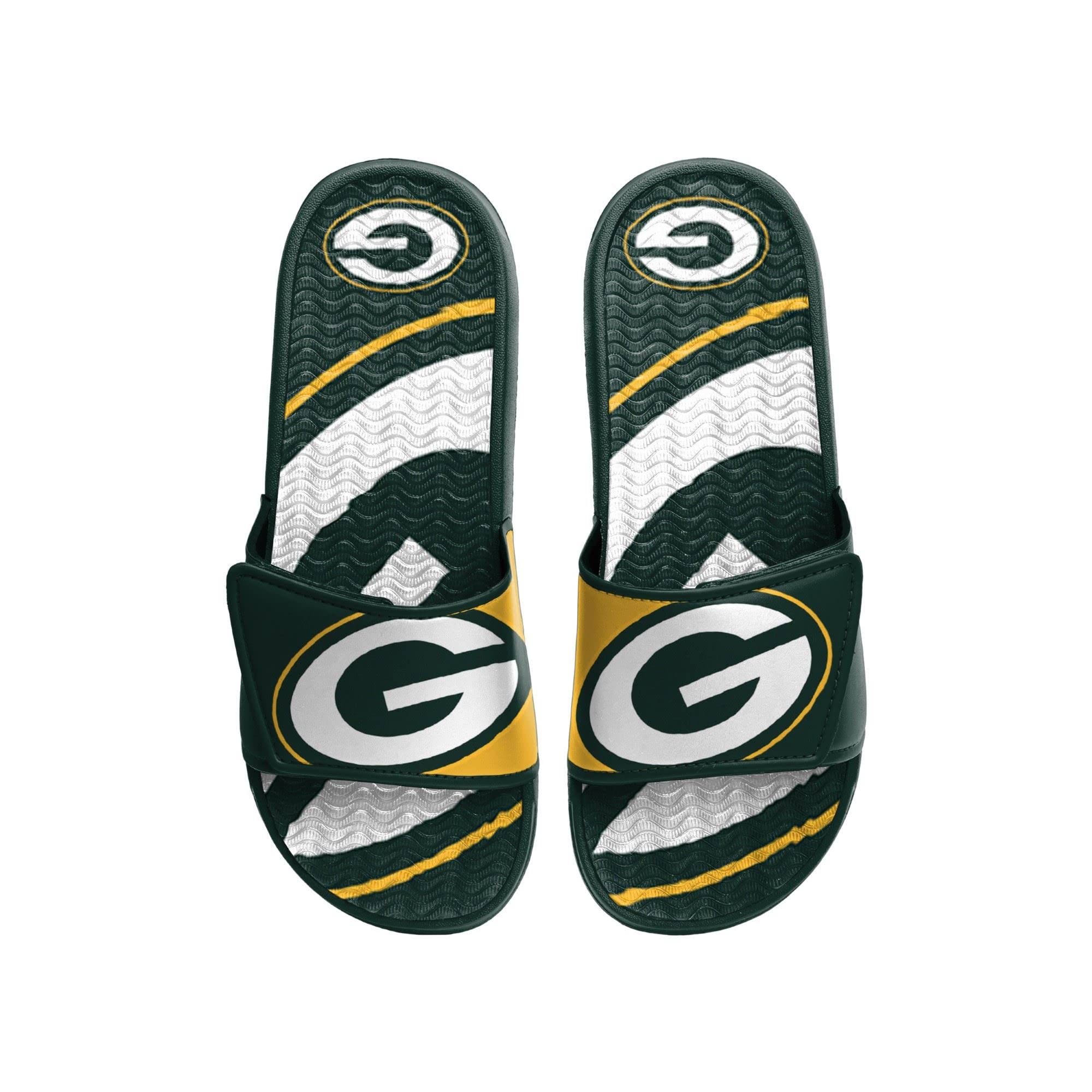 FOCO Green bay Packers NFL Colorblock Big Logo Gel Slide Green Yellow Badelatschen Hausschuhe