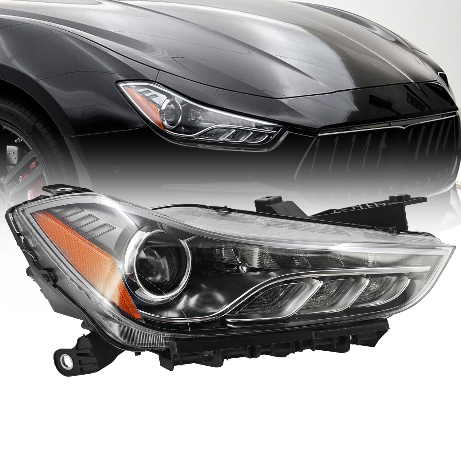 HID Xenon Headlight Compatible With Maserati Ghibli 2014-2018 Right Passenger Side Headlamp Replace 130732947400 670106274